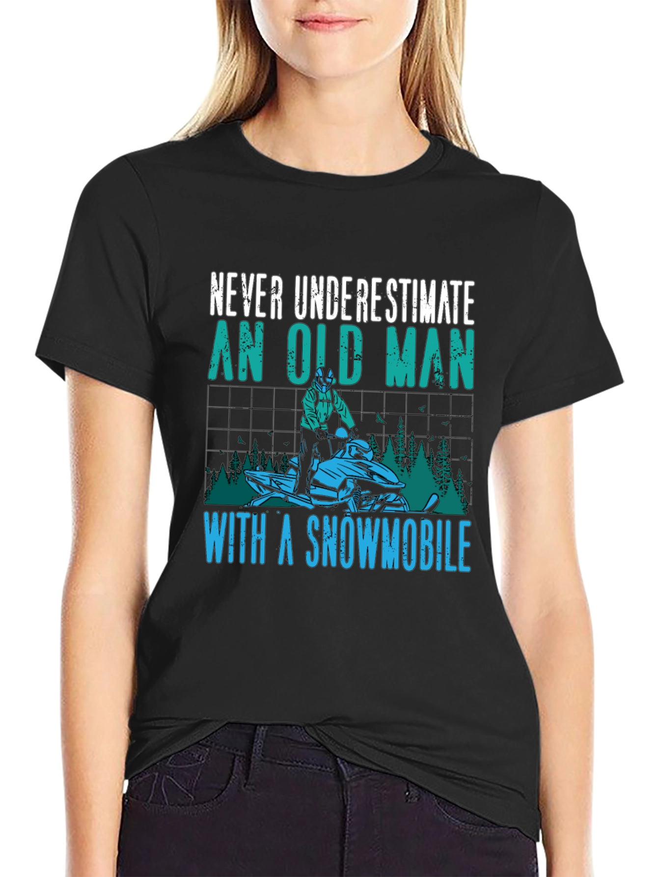 Never Underestimate an Old Man Snowmobile T-Shirt