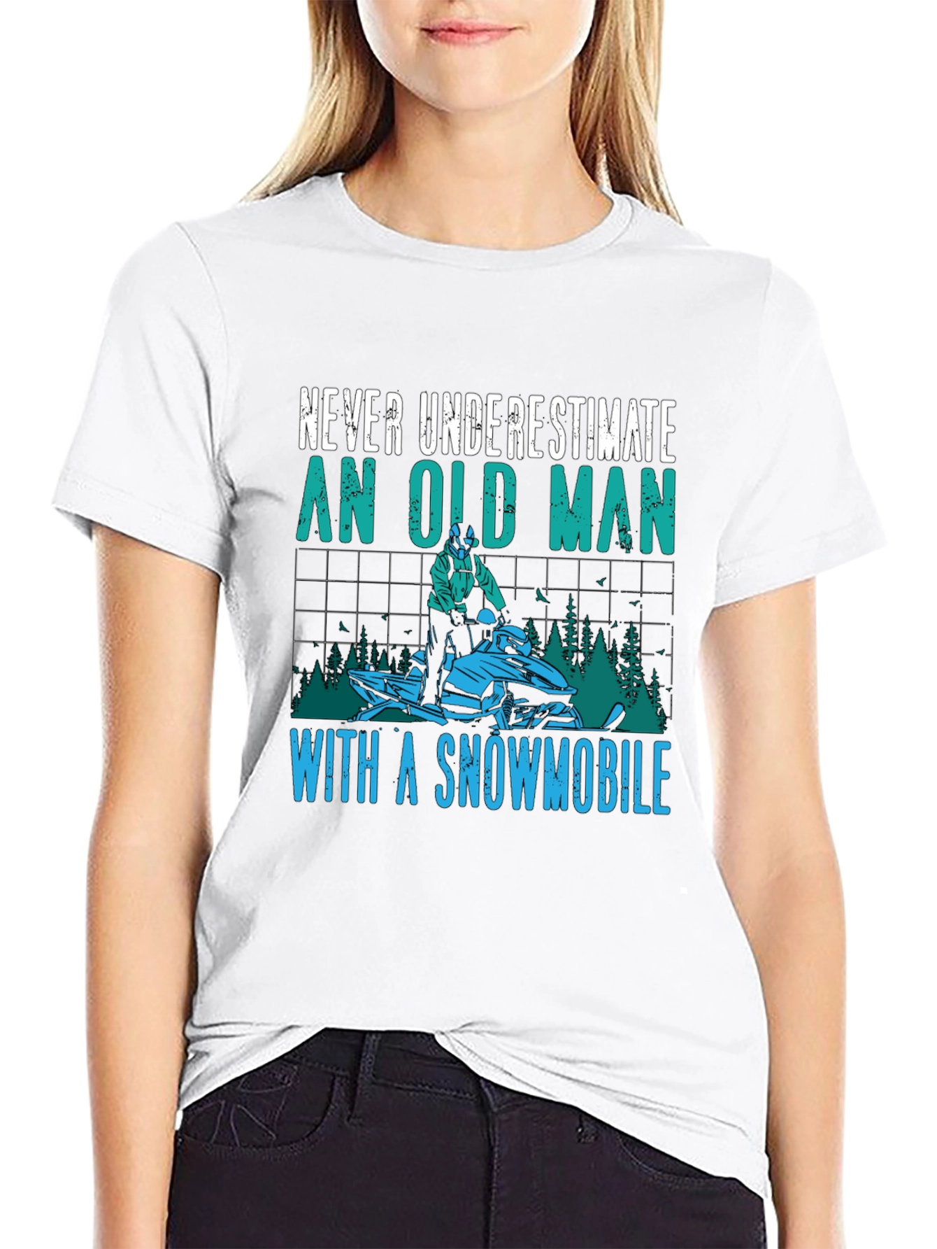 Never Underestimate an Old Man Snowmobile T-Shirt
