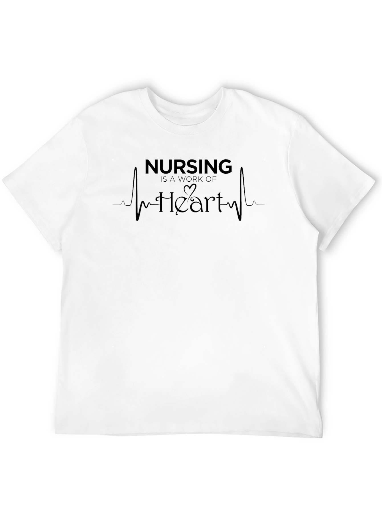 Nursing Heartbeat Graphic Tee - Black Cotton Comfort