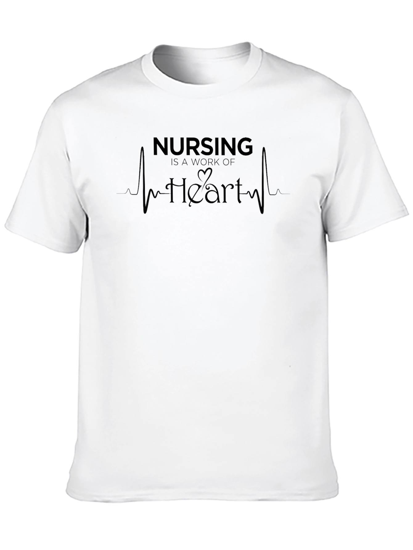 Nursing Heartbeat Graphic Tee - Black Cotton Comfort