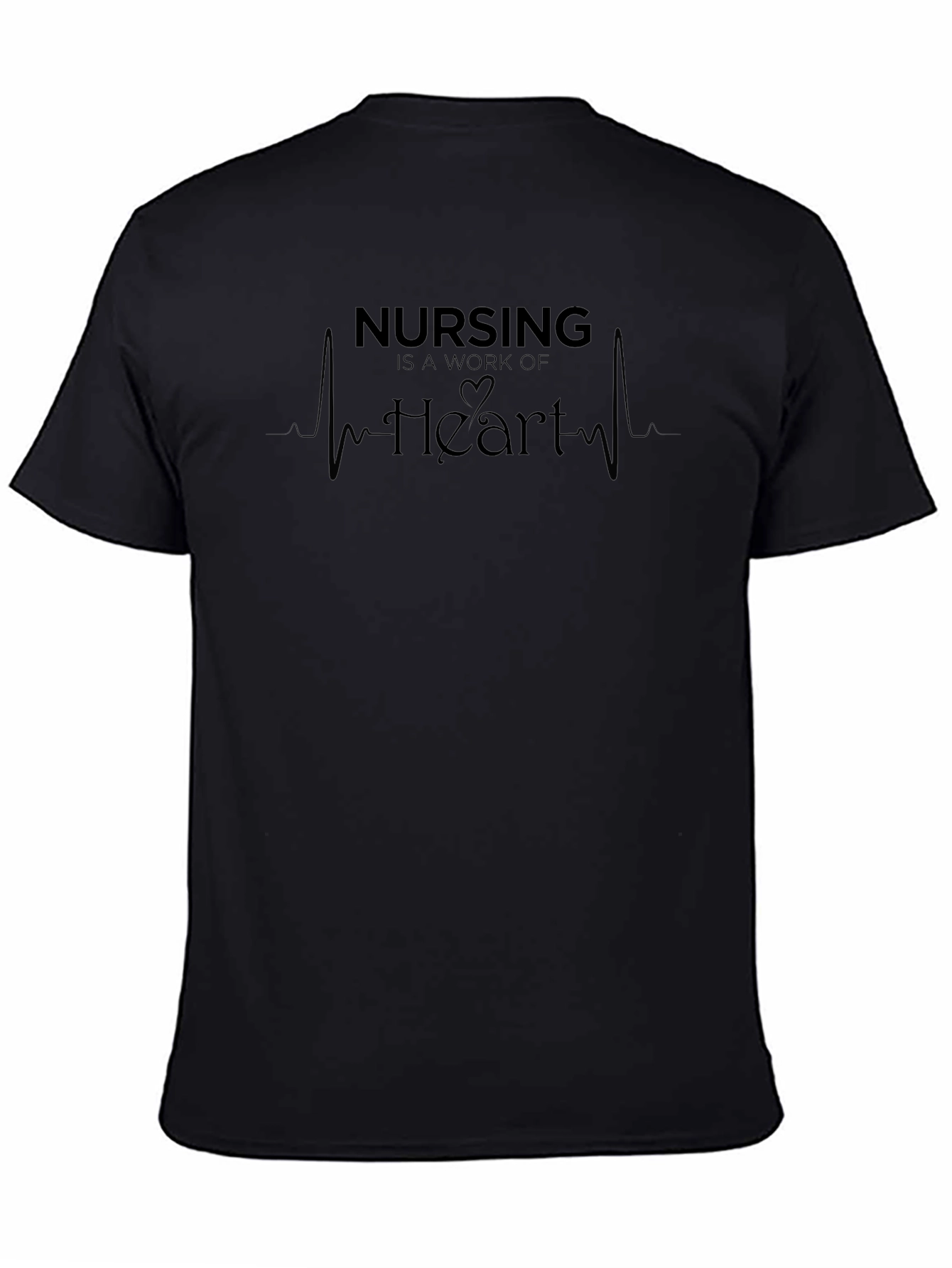 Nursing Heartbeat Graphic Tee - Black Cotton Comfort