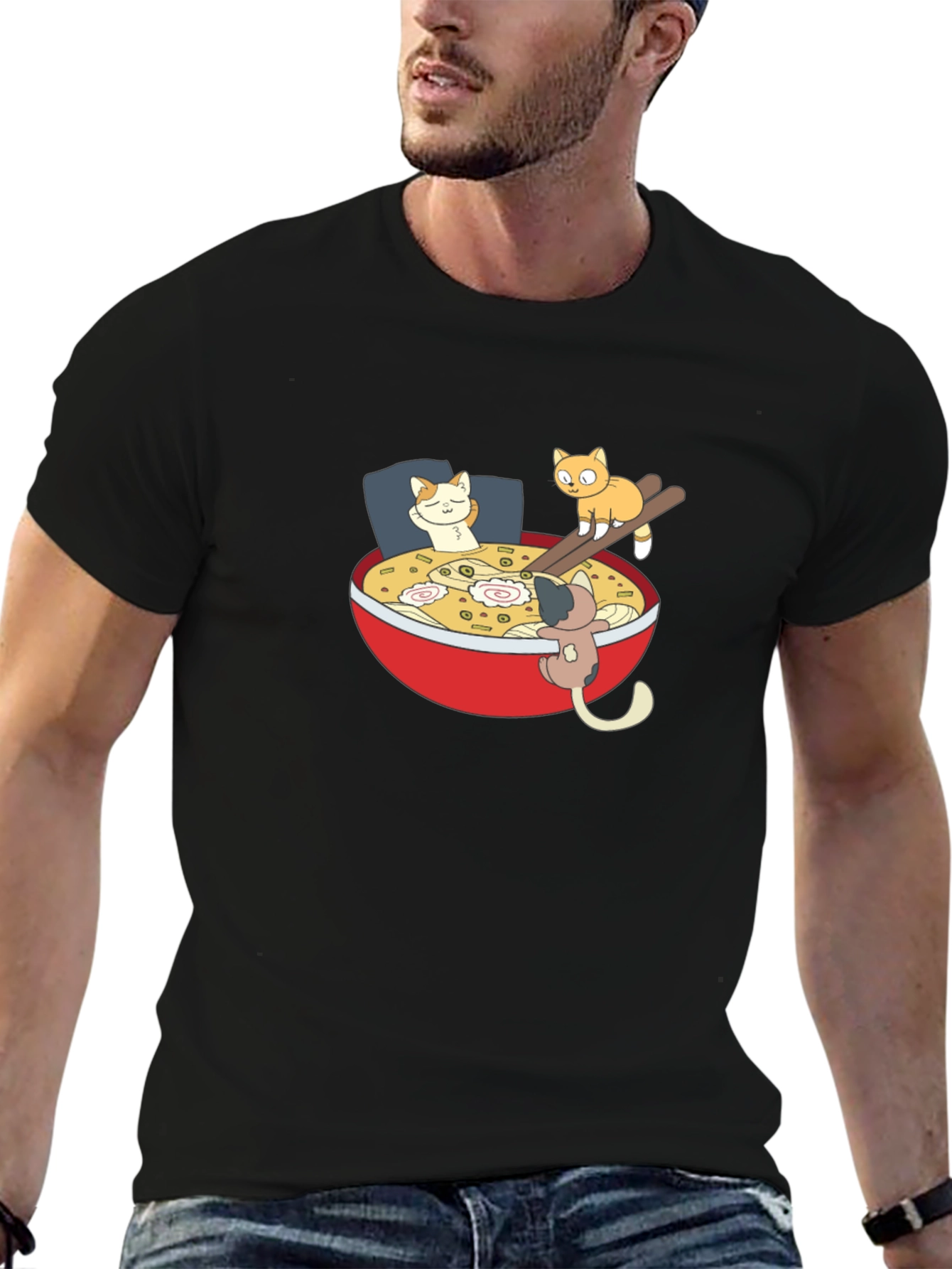 Ramen Cat Black T-Shirt