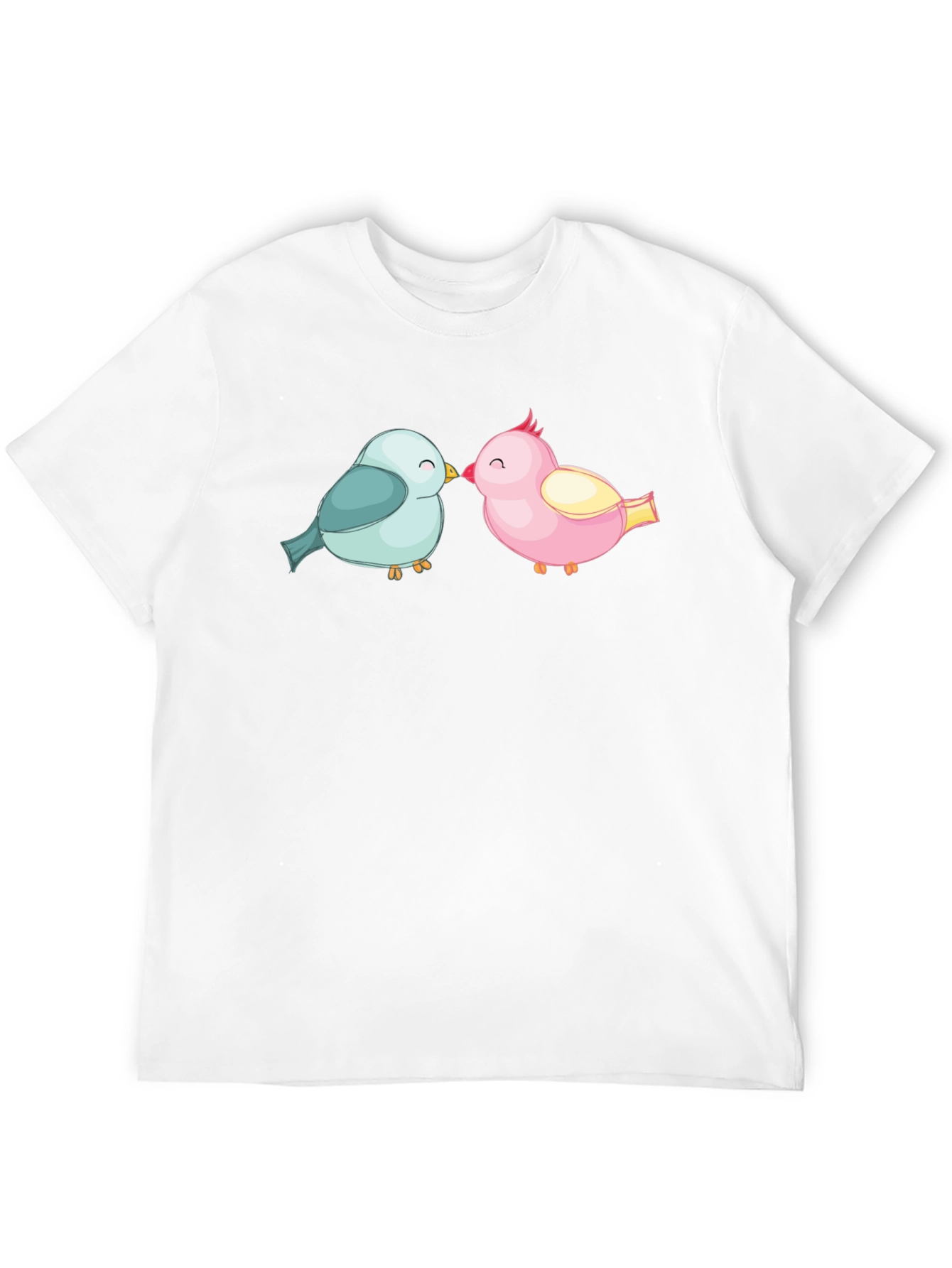 Cute Birds Kissing Black T-Shirt