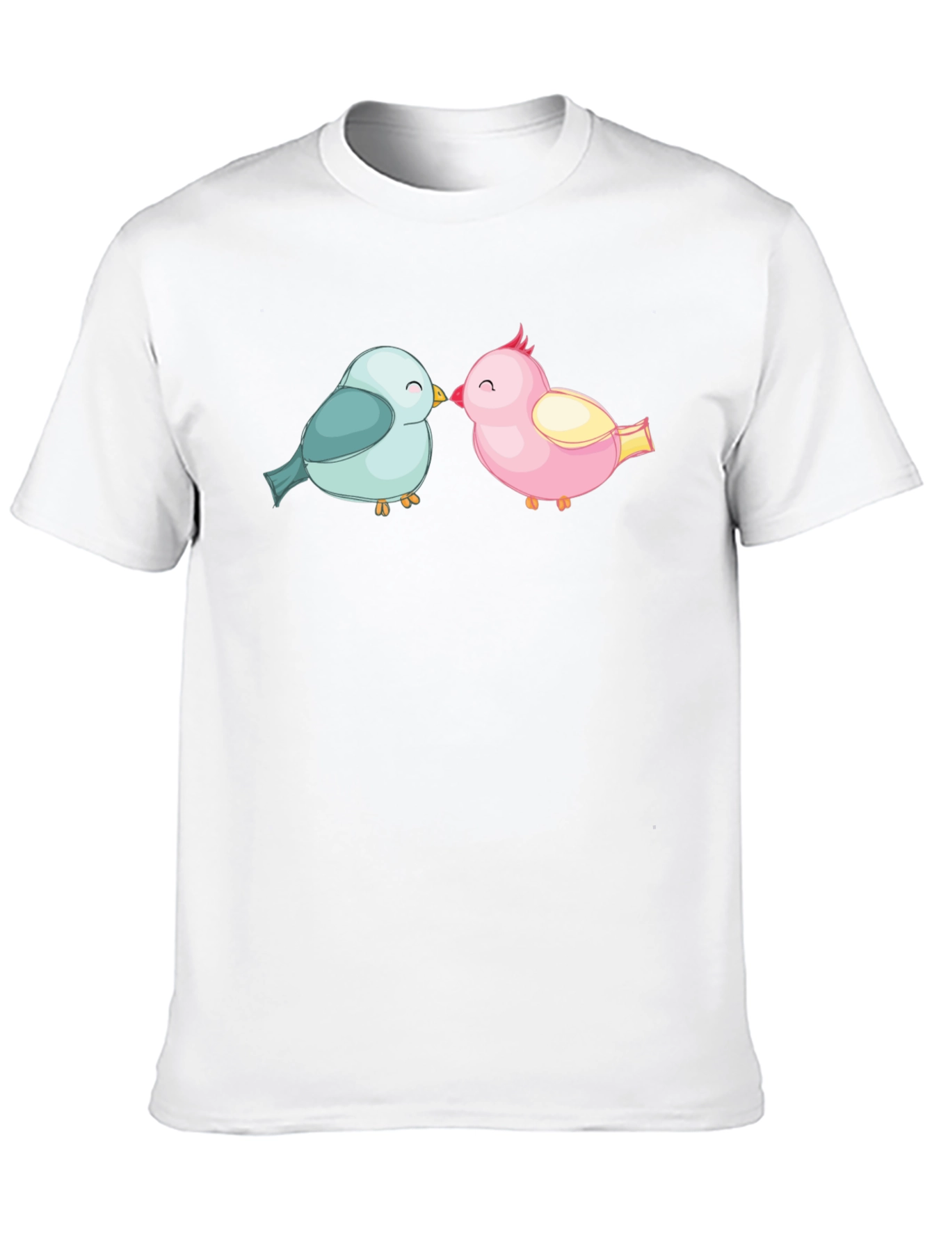 Cute Birds Kissing Black T-Shirt