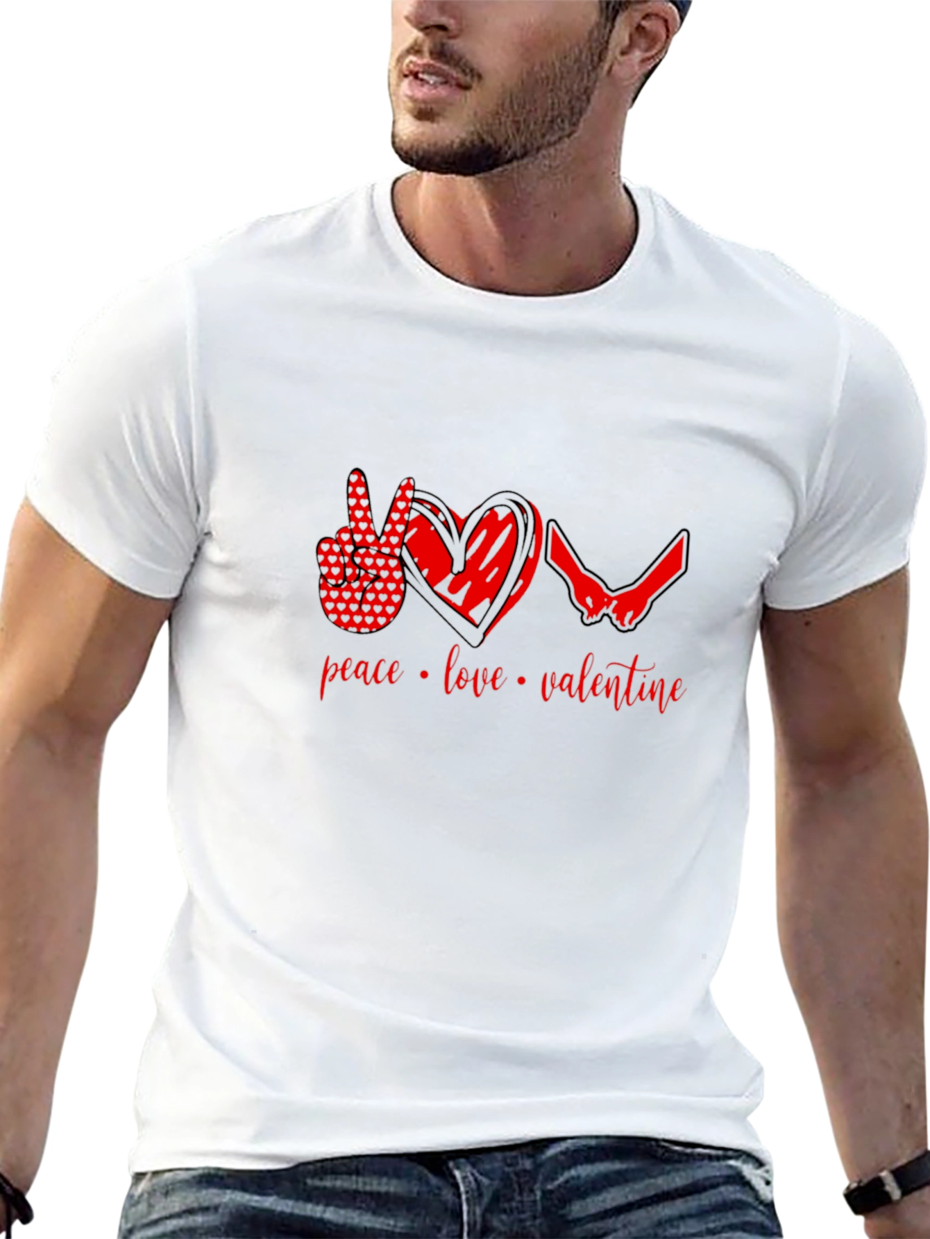 Peace Love Valentine T-Shirt - Black