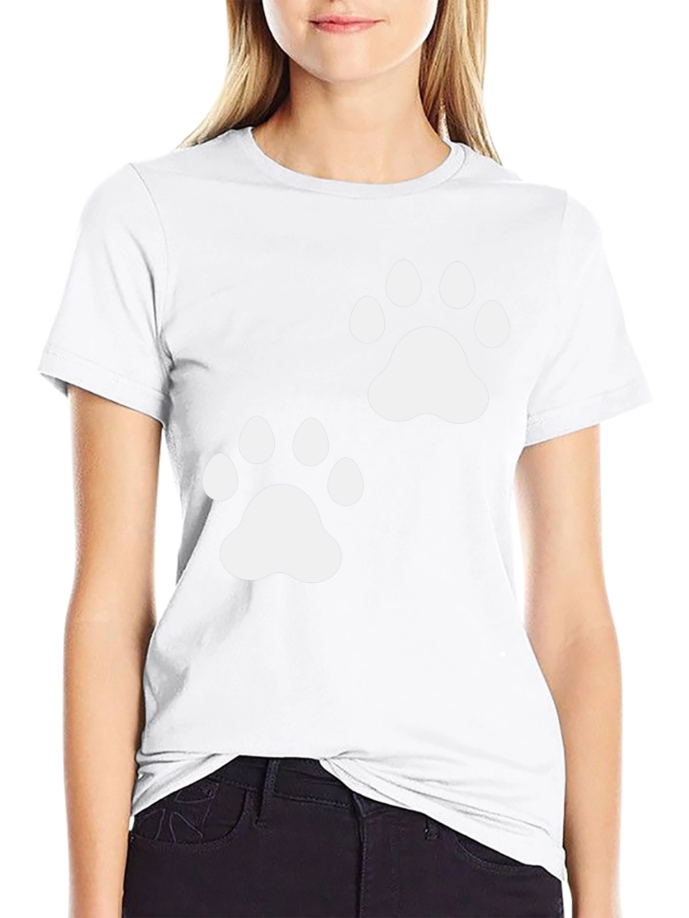 Paw Print Graphic Tee - Casual Black T-Shirt