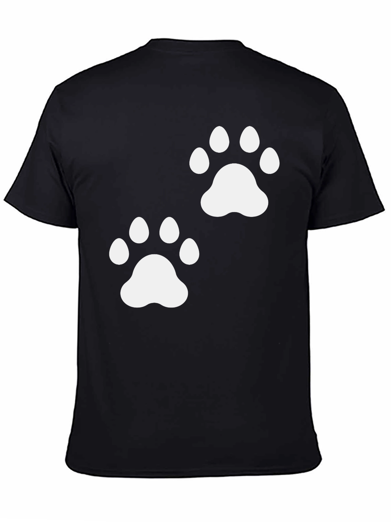 Paw Print Graphic Tee - Casual Black T-Shirt