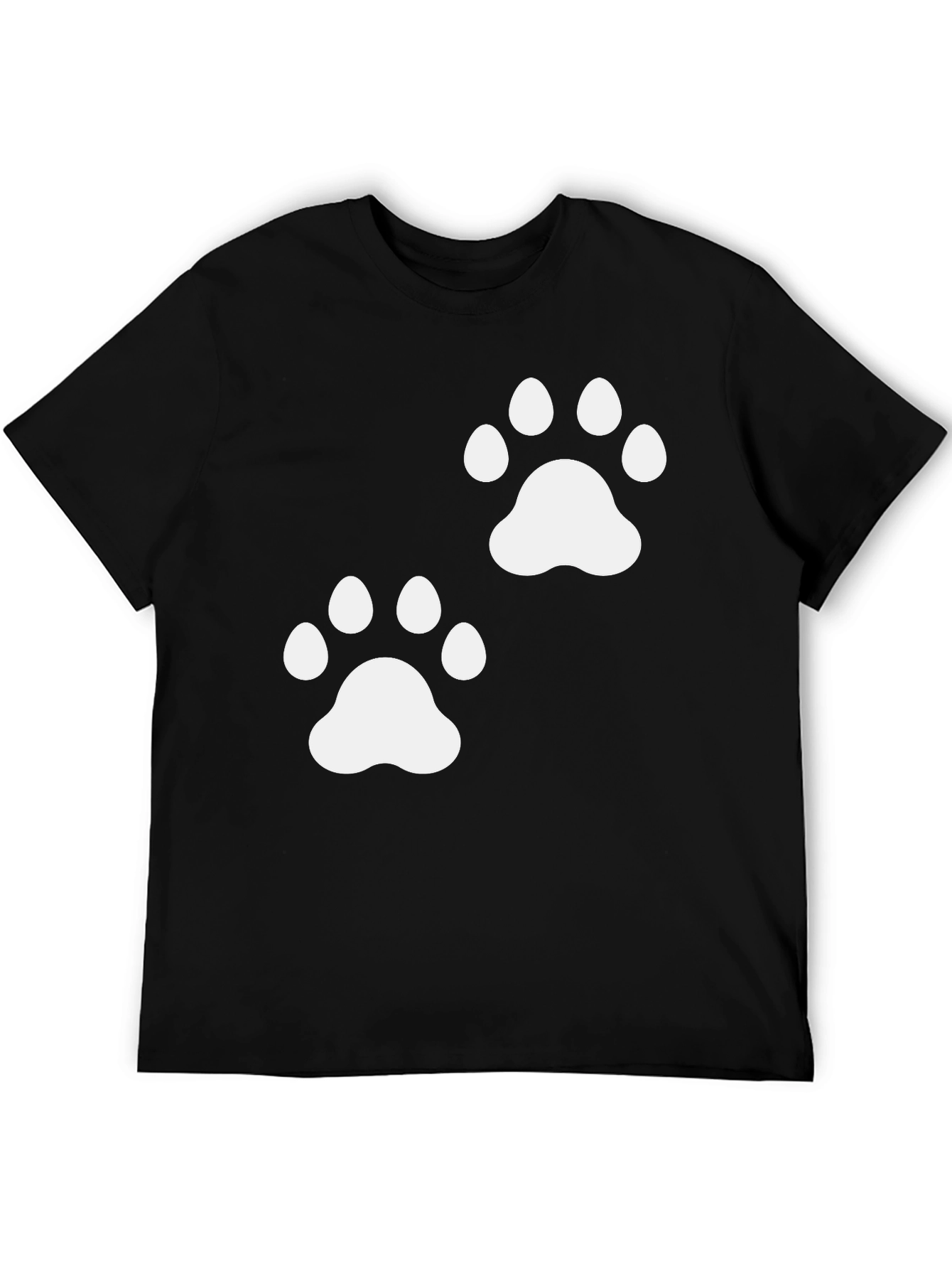 Paw Print Graphic Tee - Casual Black T-Shirt