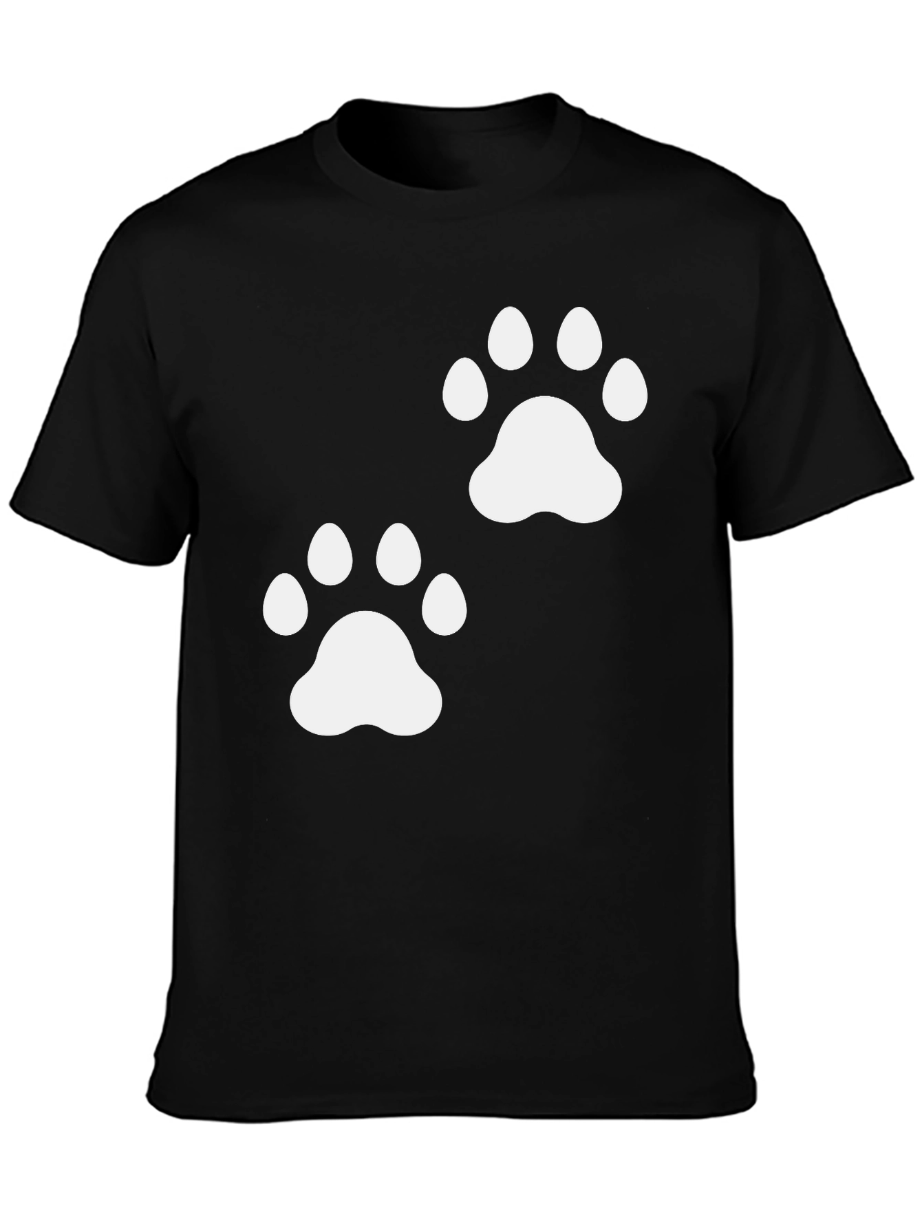 Paw Print Graphic Tee - Casual Black T-Shirt