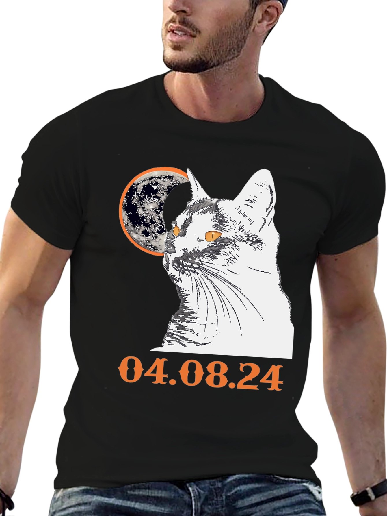 Cat and Moon Graphic Tee - 04.08.24 Design