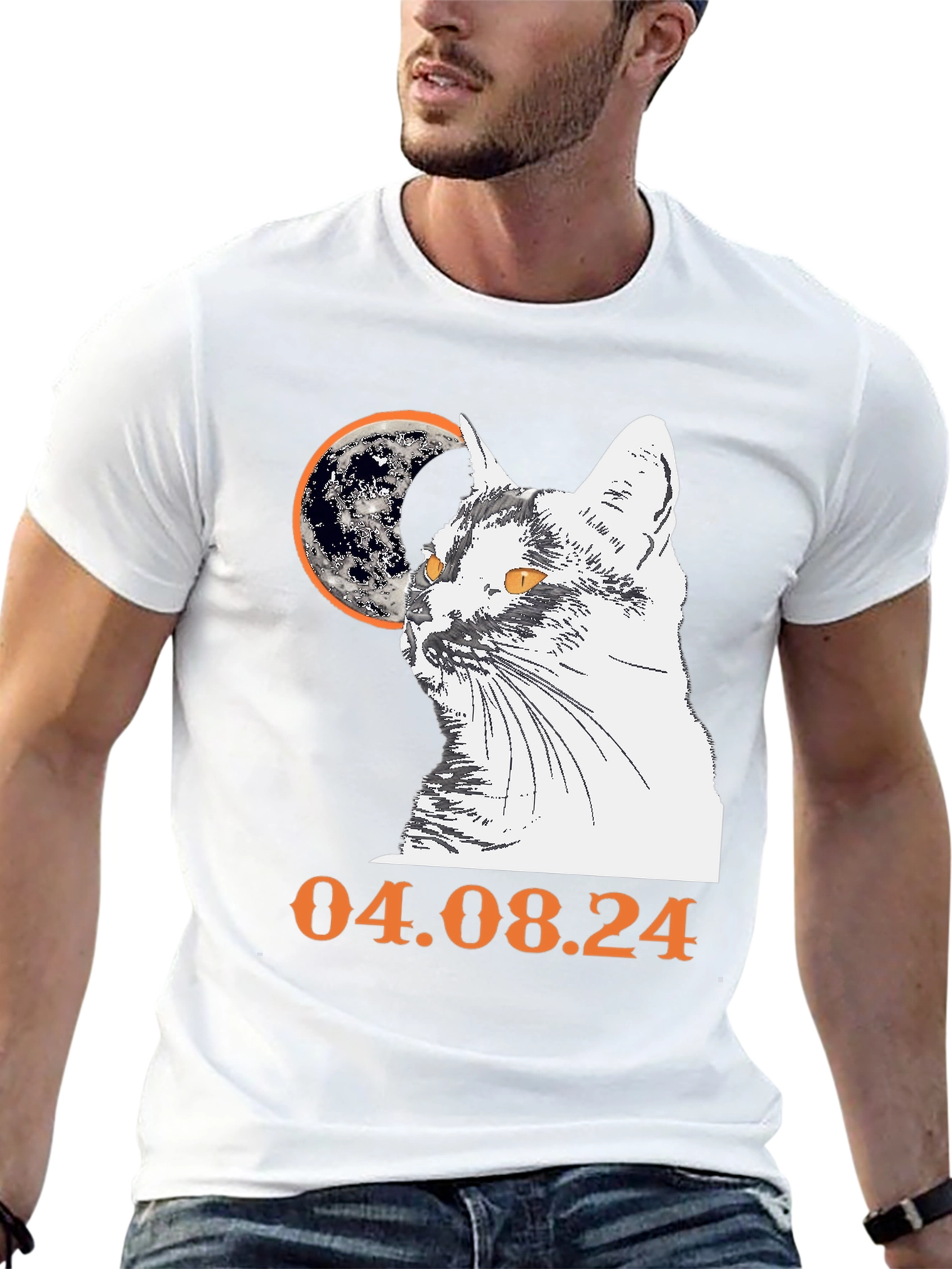 Cat and Moon Graphic Tee - 04.08.24 Design