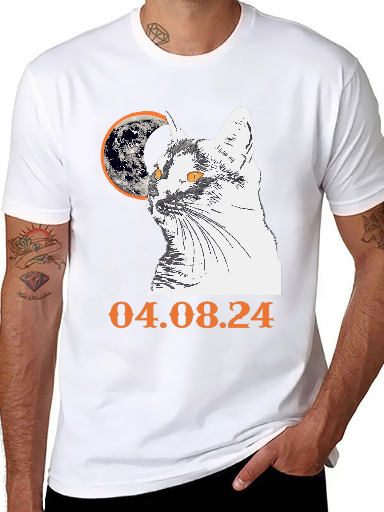Cat and Moon Graphic Tee - 04.08.24 Design