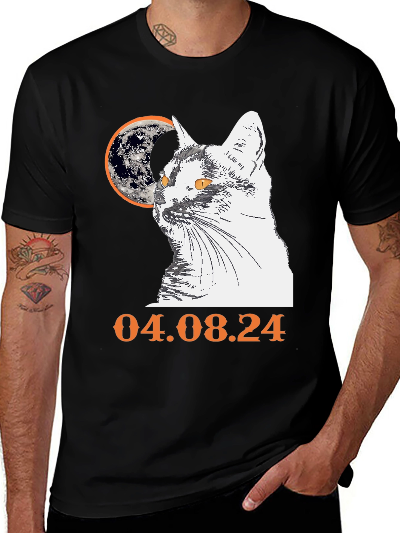 Cat and Moon Graphic Tee - 04.08.24 Design