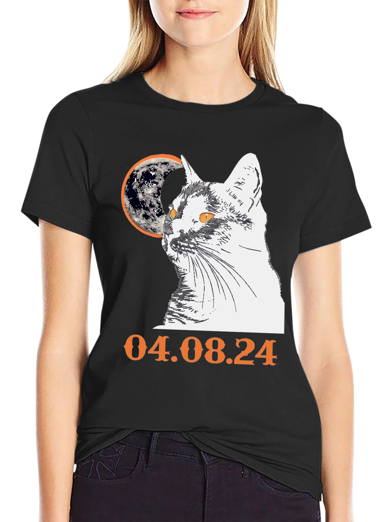 Cat and Moon Graphic Tee - 04.08.24 Design