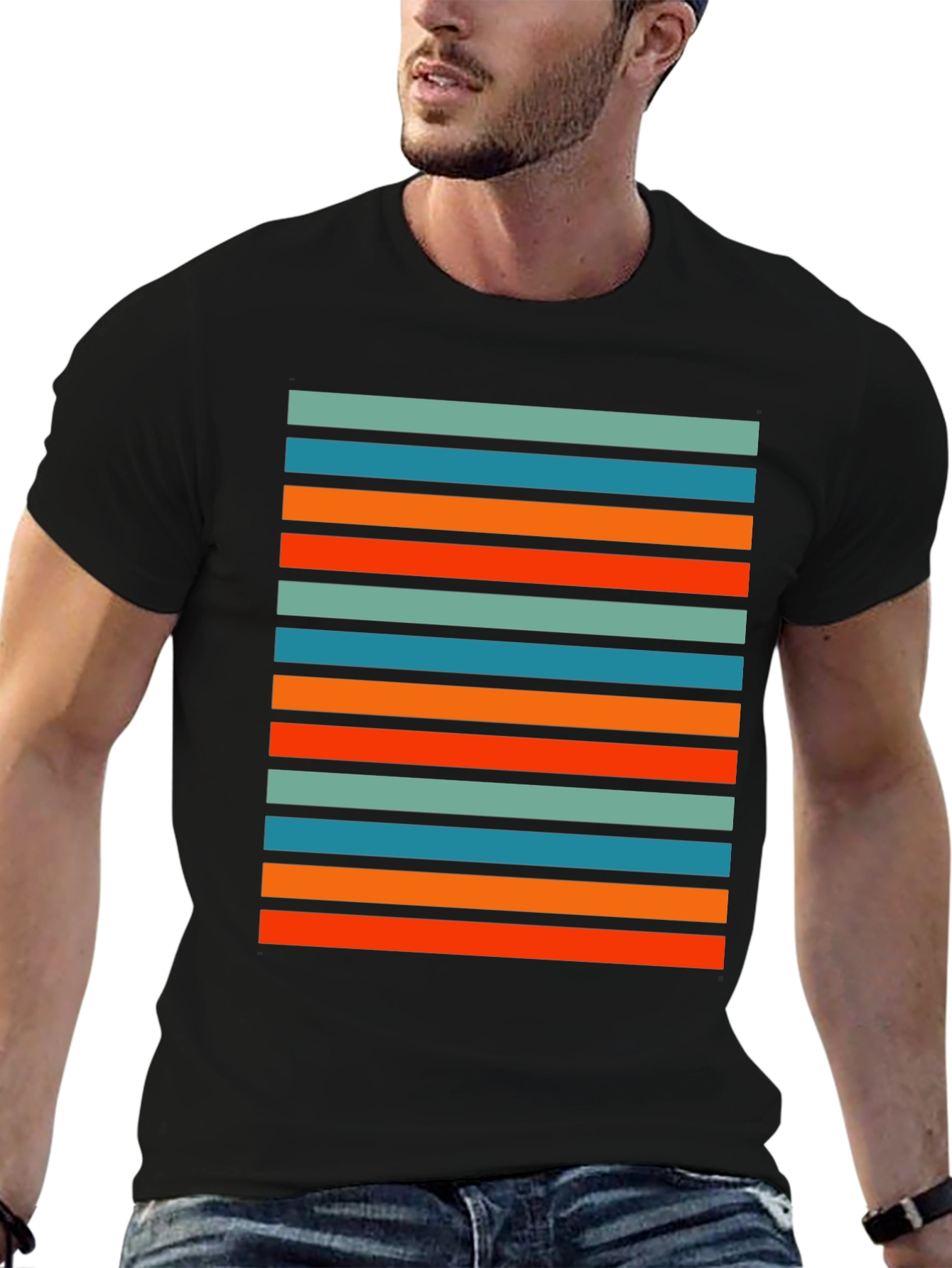 Retro Stripe Graphic T-Shirt