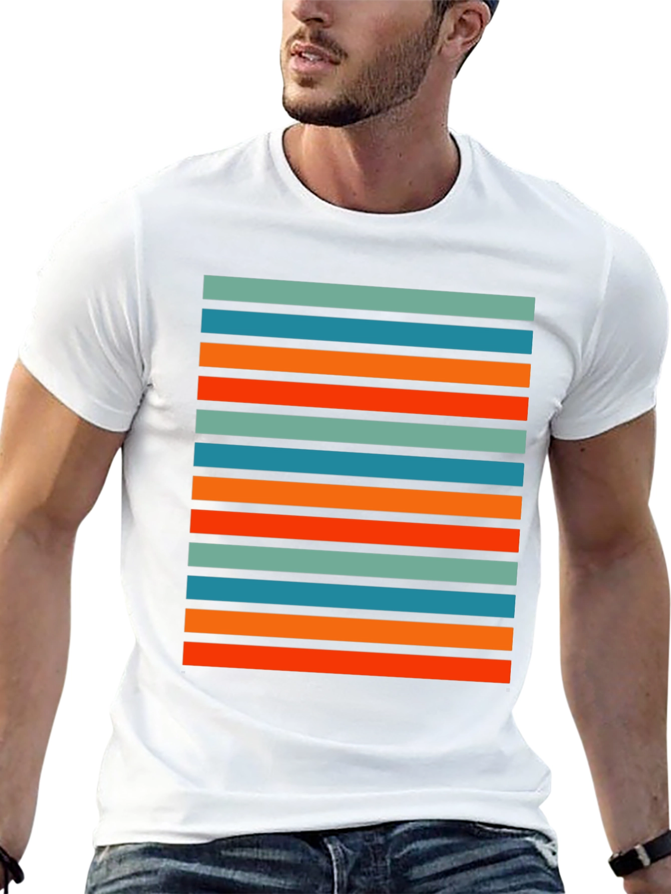 Retro Stripe Graphic T-Shirt