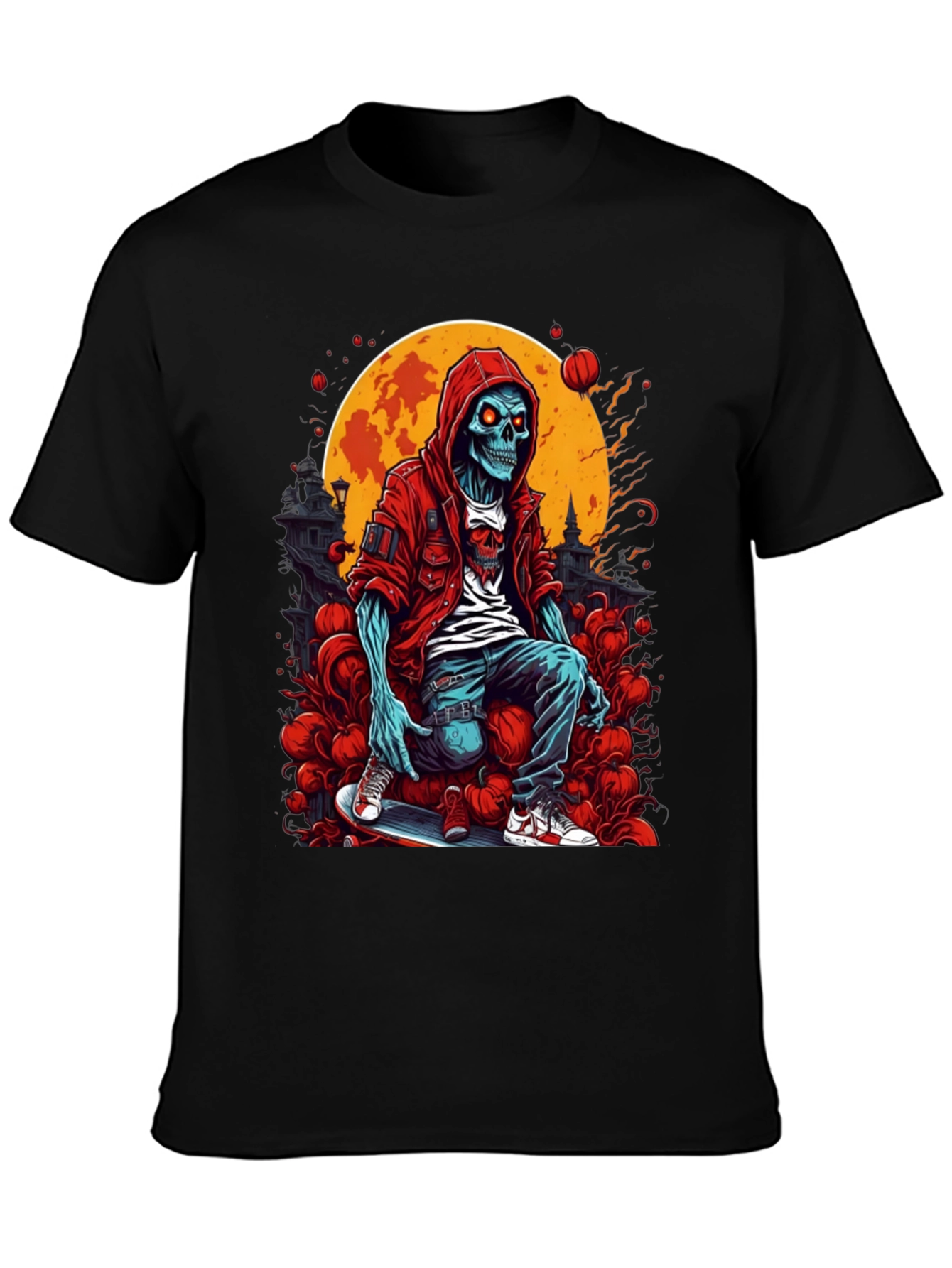 Skeleton Skateboard Graphic T-Shirt - Urban Style