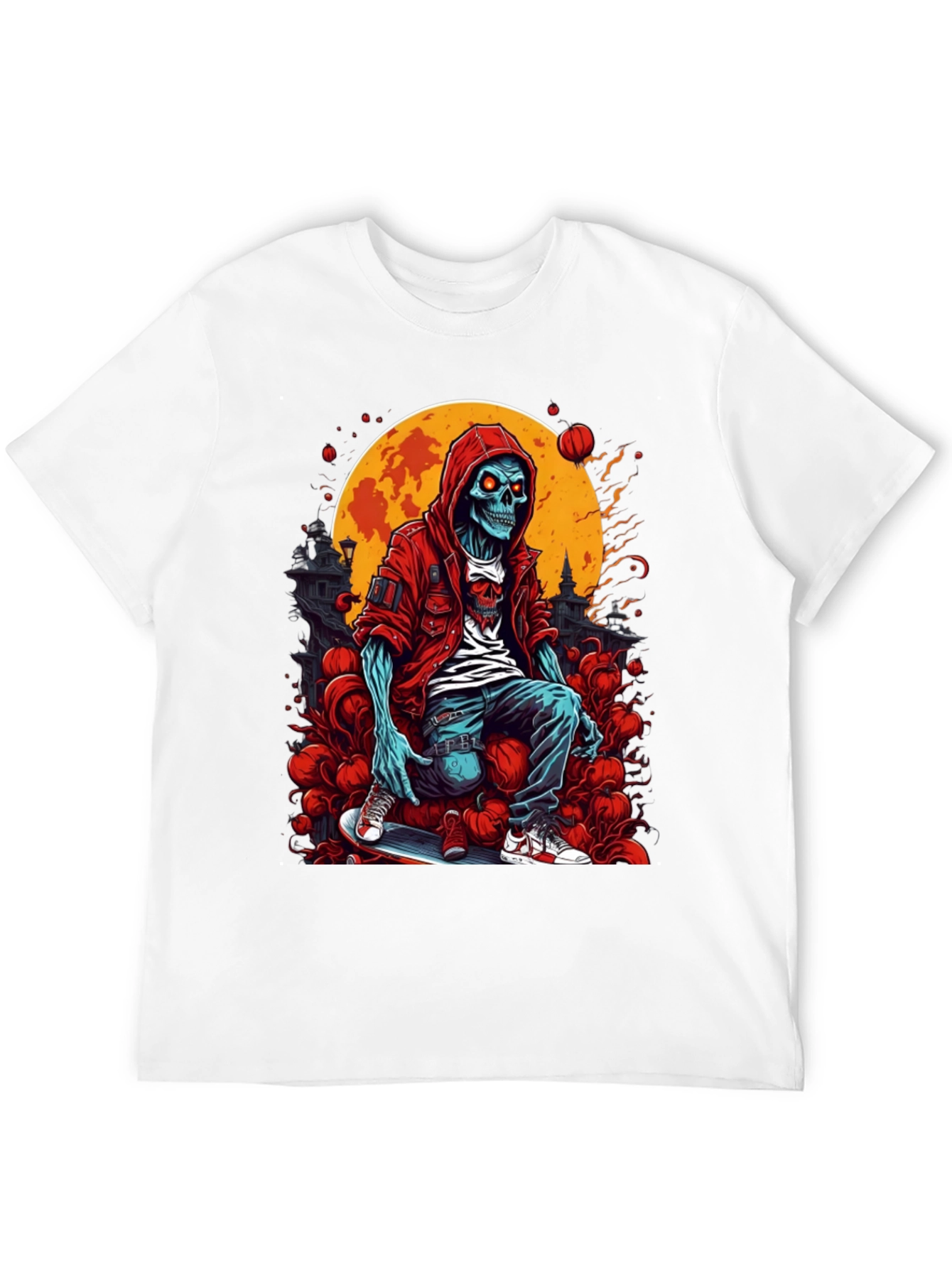 Skeleton Skateboard Graphic T-Shirt - Urban Style