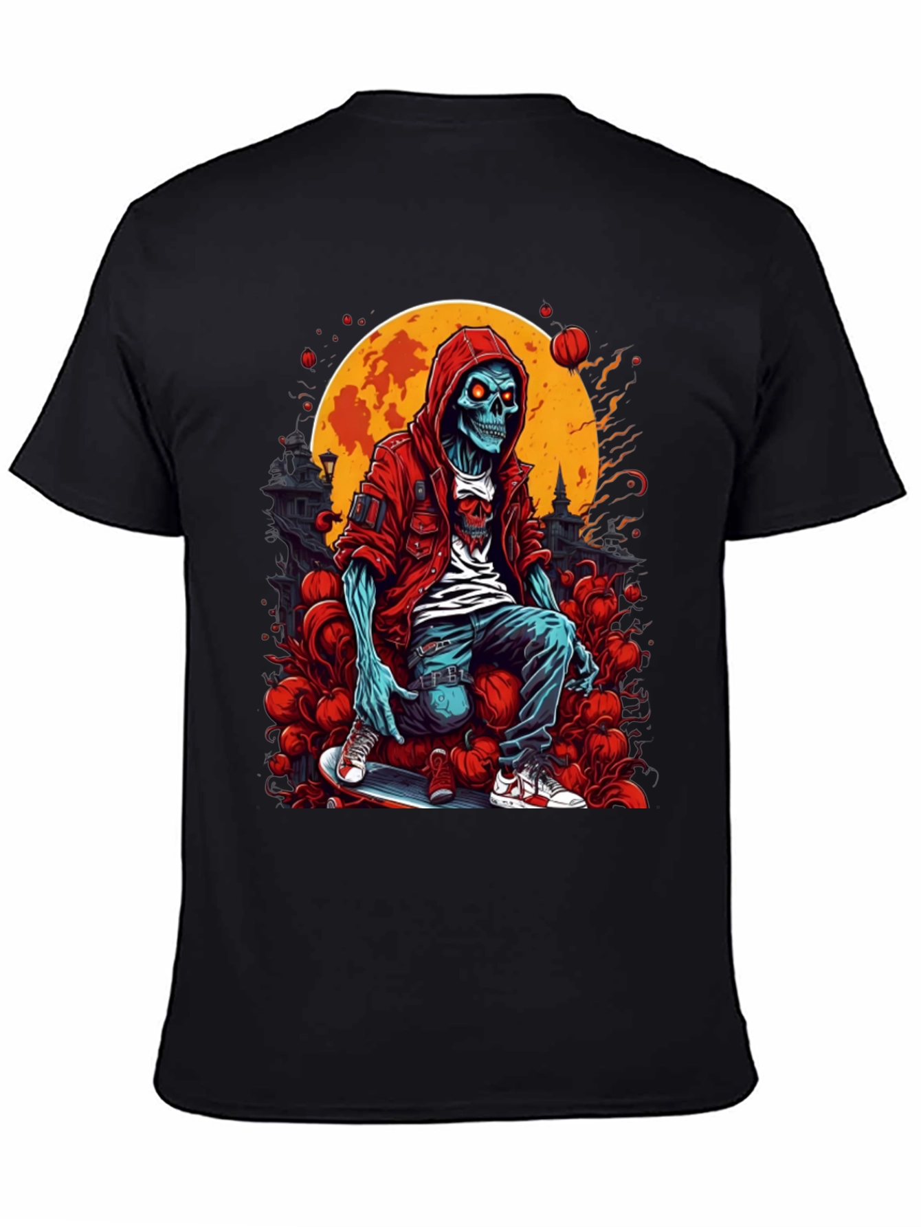 Skeleton Skateboard Graphic T-Shirt - Urban Style