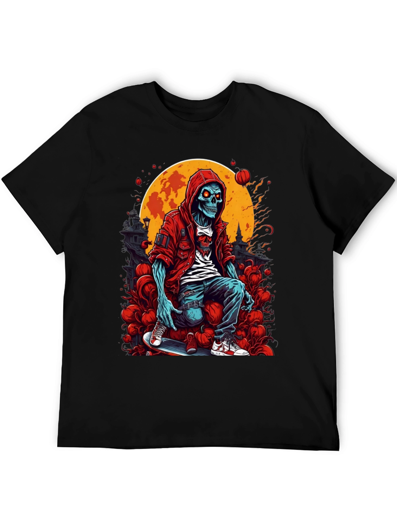 Skeleton Skateboard Graphic T-Shirt - Urban Style