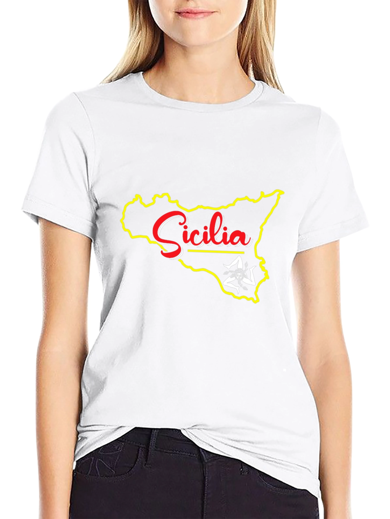 Sicilia Map Graphic Tee - Black