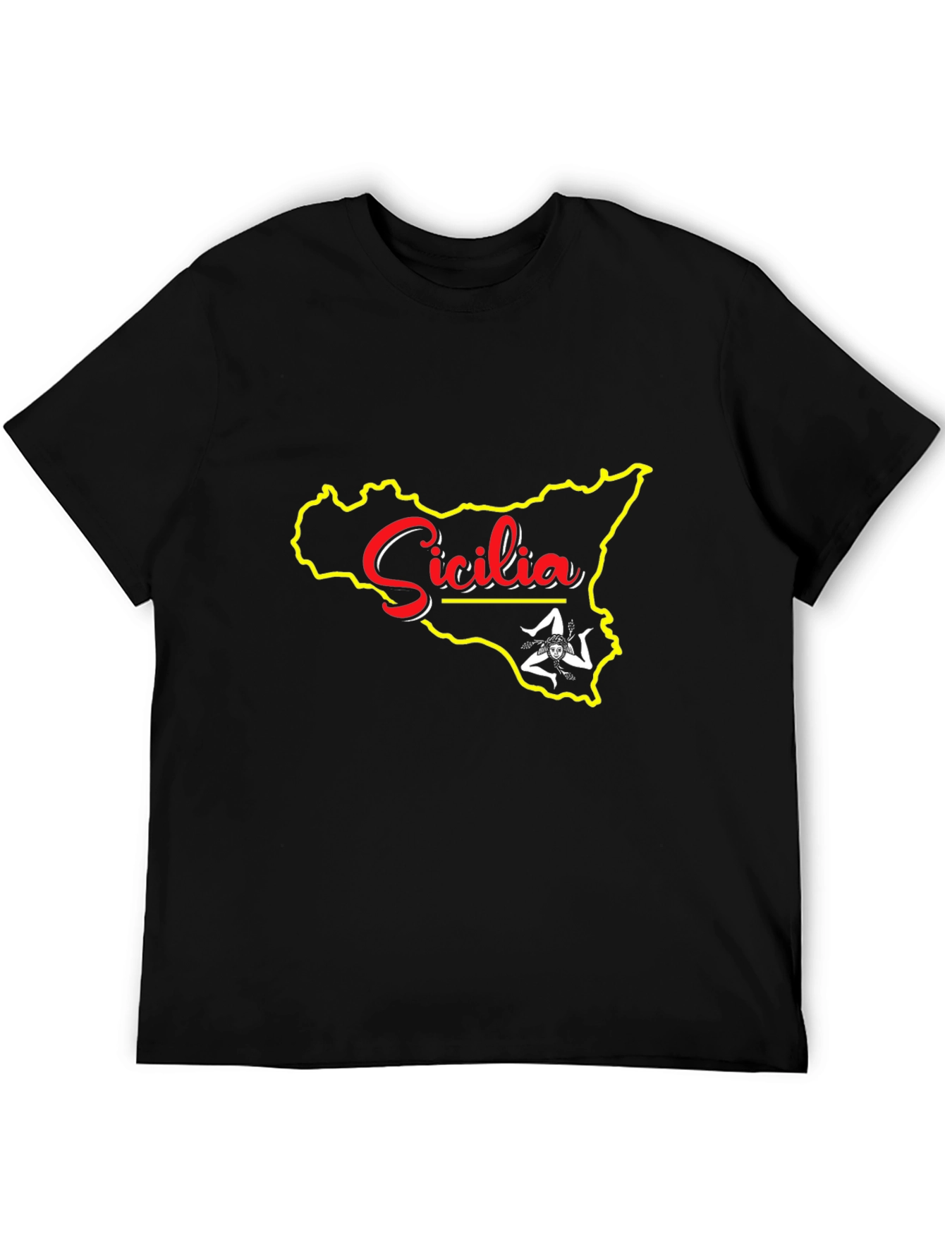 Sicilia Map Graphic Tee - Black