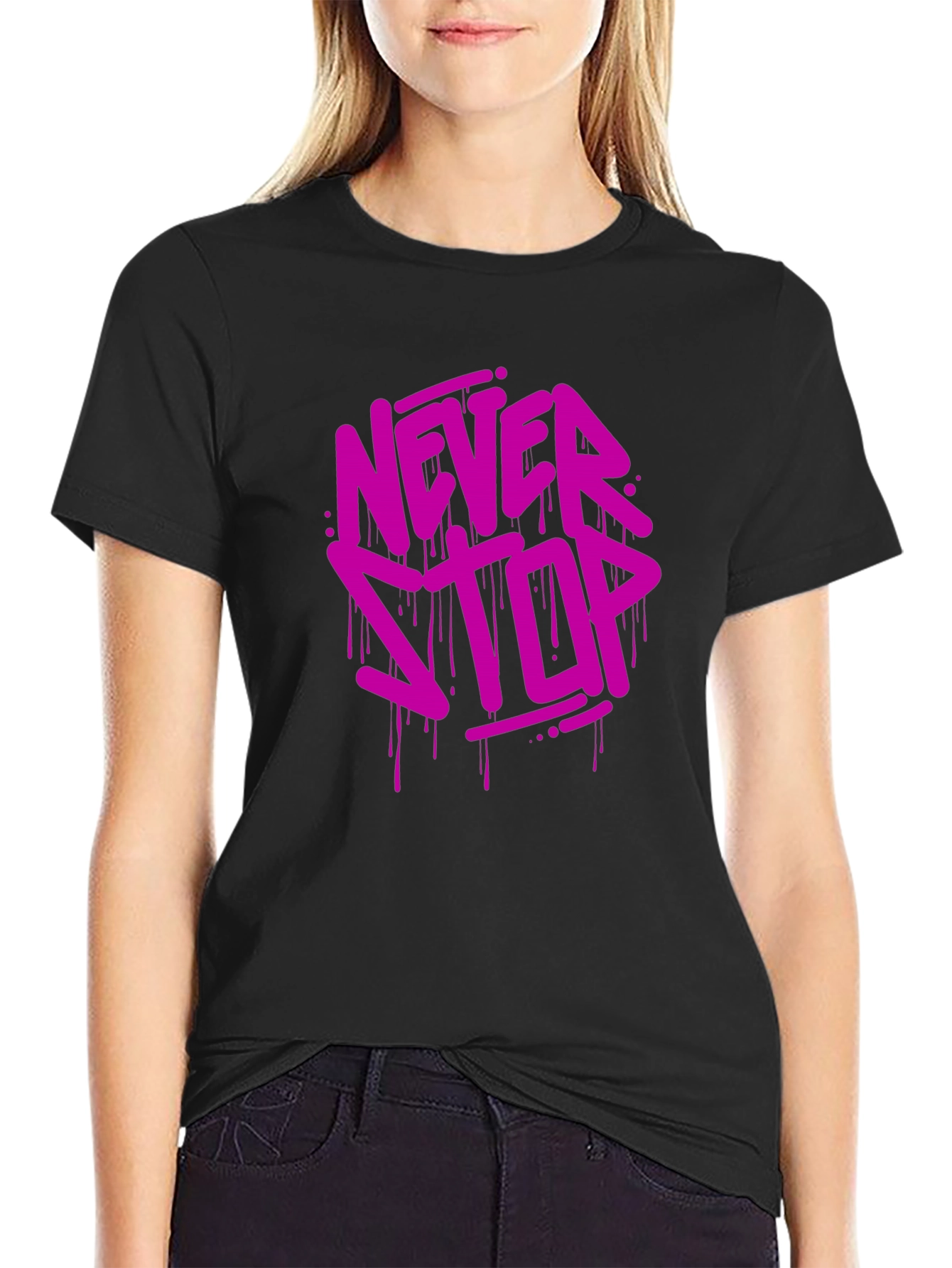 Never Stop Black Graphic Tee