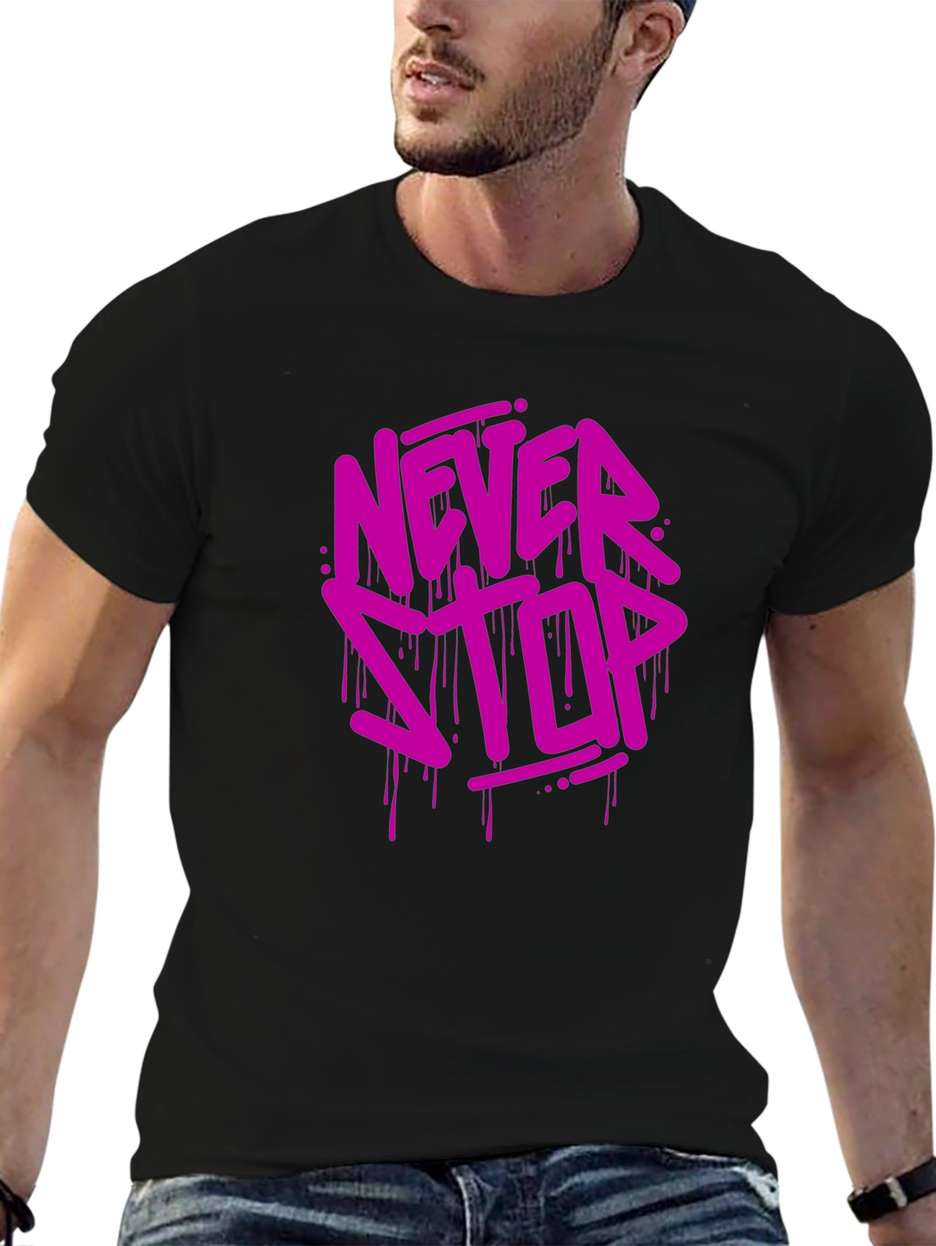 Never Stop Black Graphic Tee
