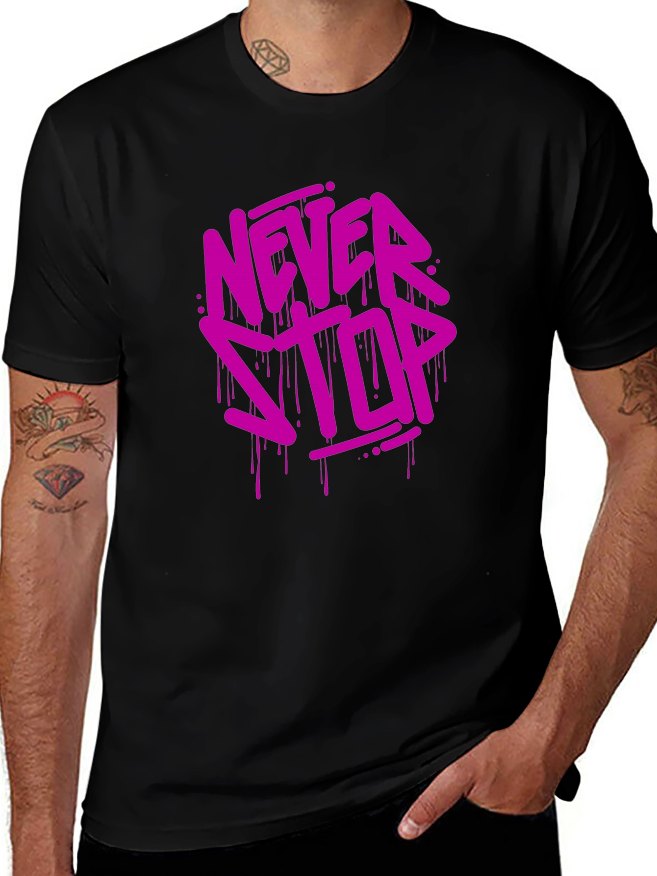 Never Stop Black Graphic Tee