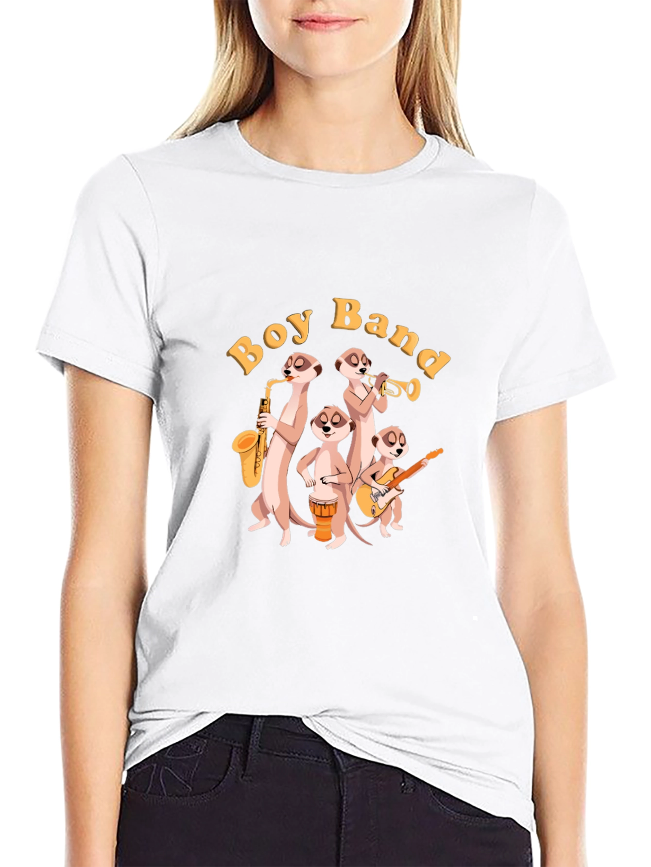 Meerkat Boy Band Graphic Black T-Shirt