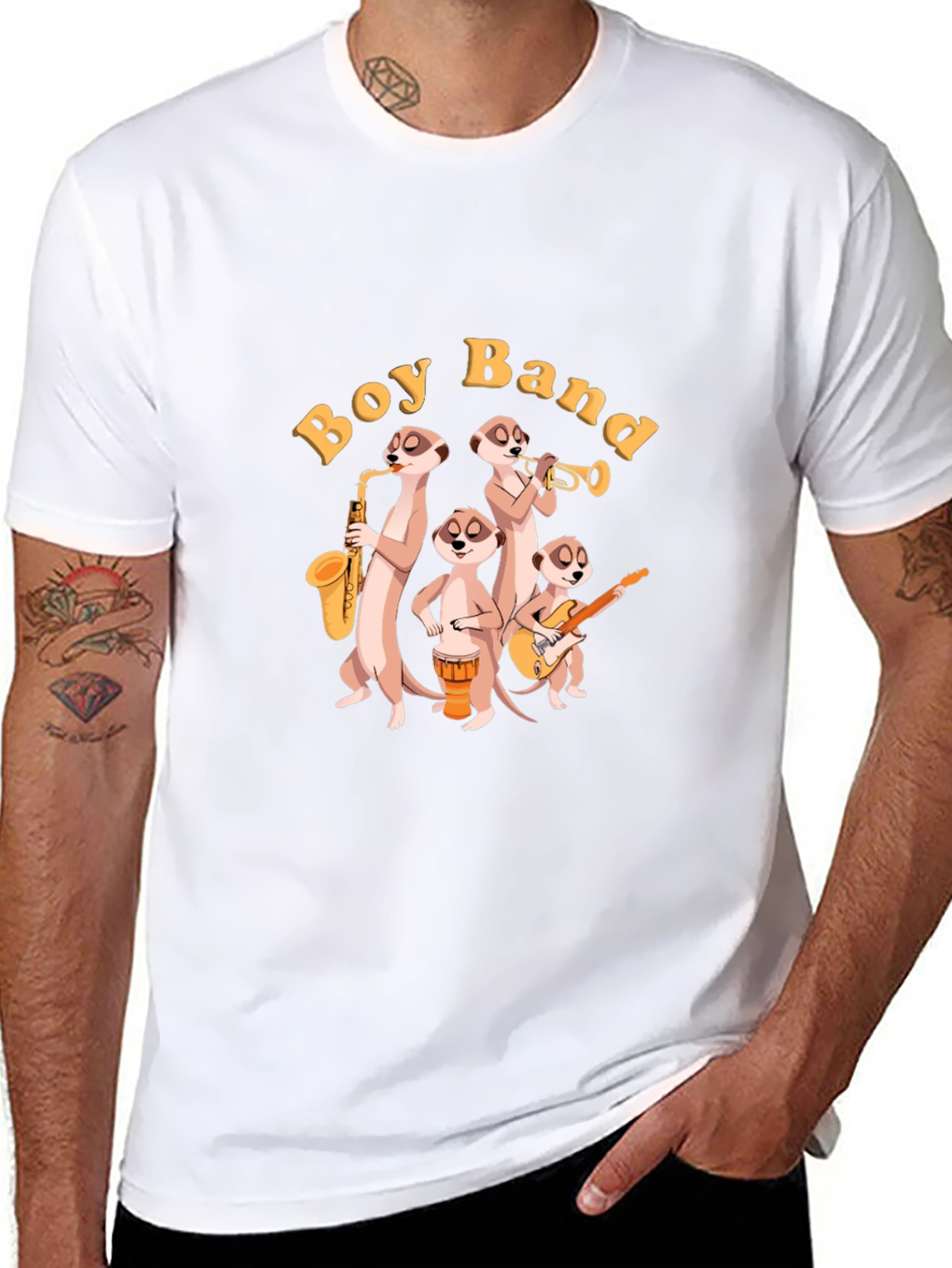 Meerkat Boy Band Graphic Black T-Shirt