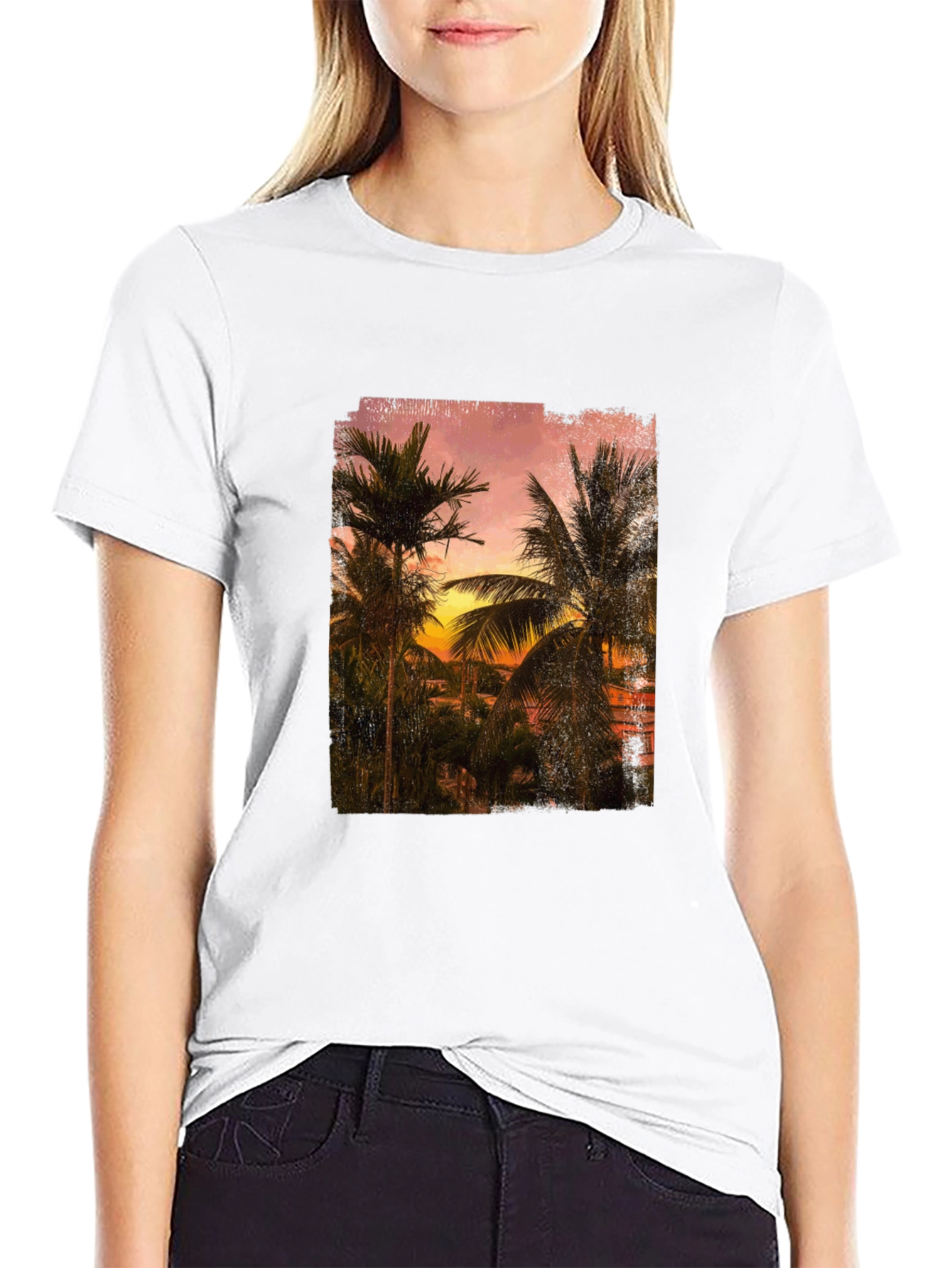 Sunset Palm Tee - Tropical Graphic T-Shirt