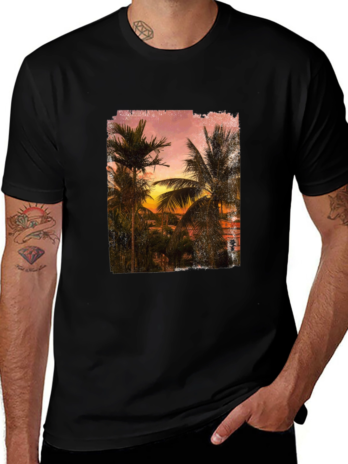 Sunset Palm Tee - Tropical Graphic T-Shirt