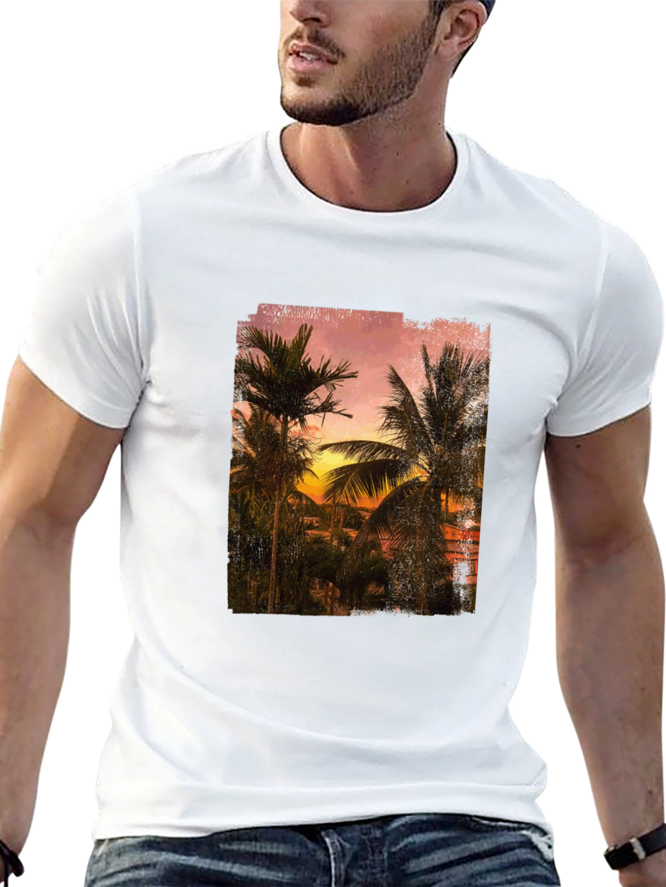 Sunset Palm Tee - Tropical Graphic T-Shirt