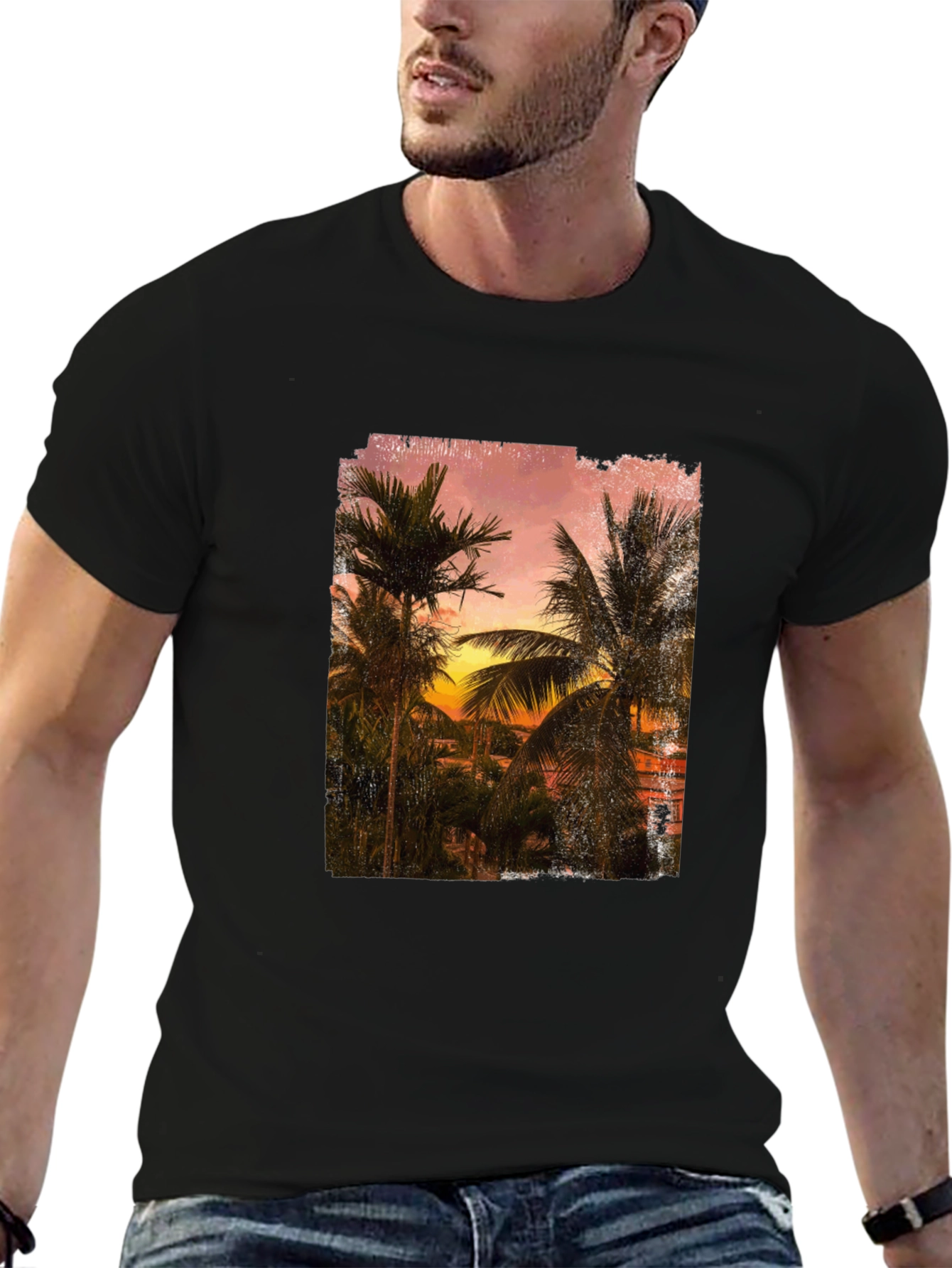 Sunset Palm Tee - Tropical Graphic T-Shirt