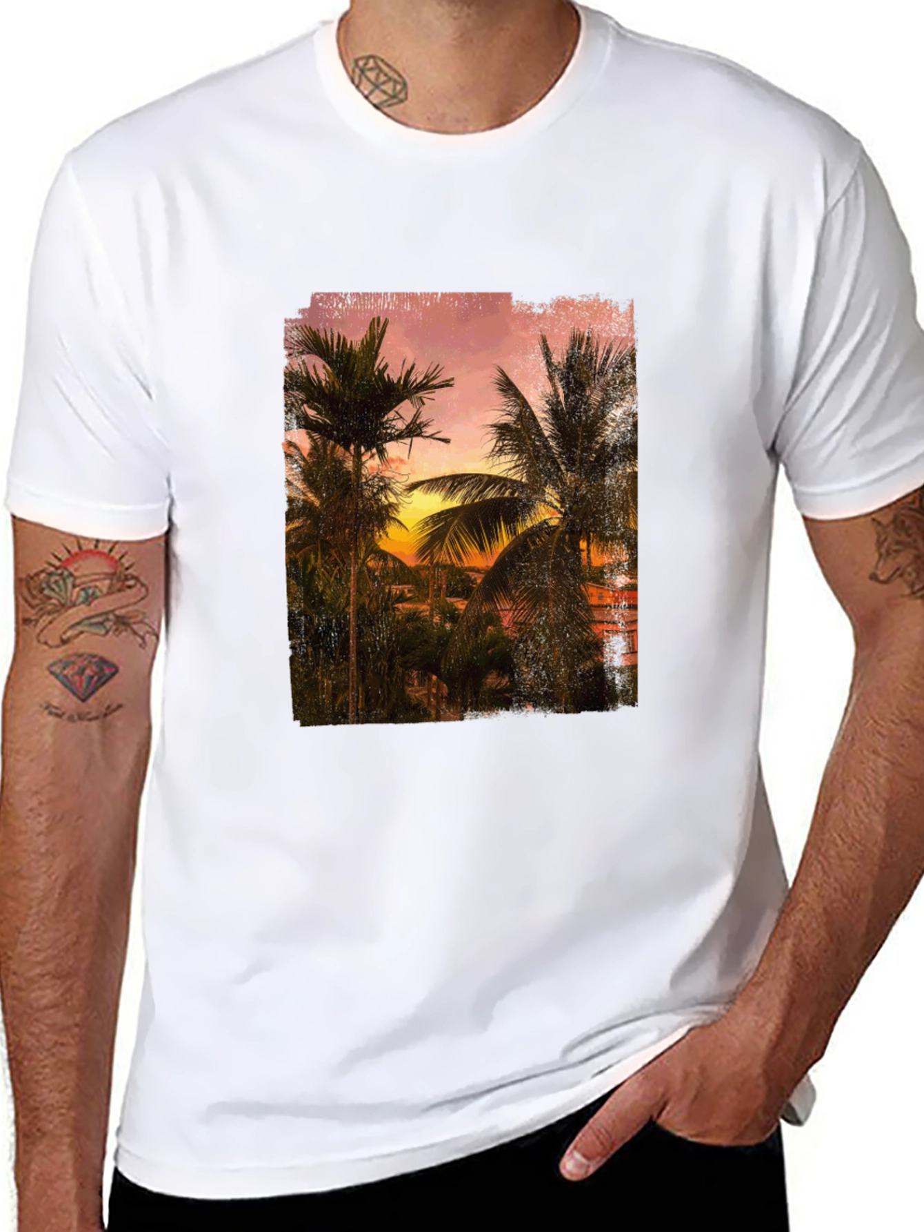 Sunset Palm Tee - Tropical Graphic T-Shirt