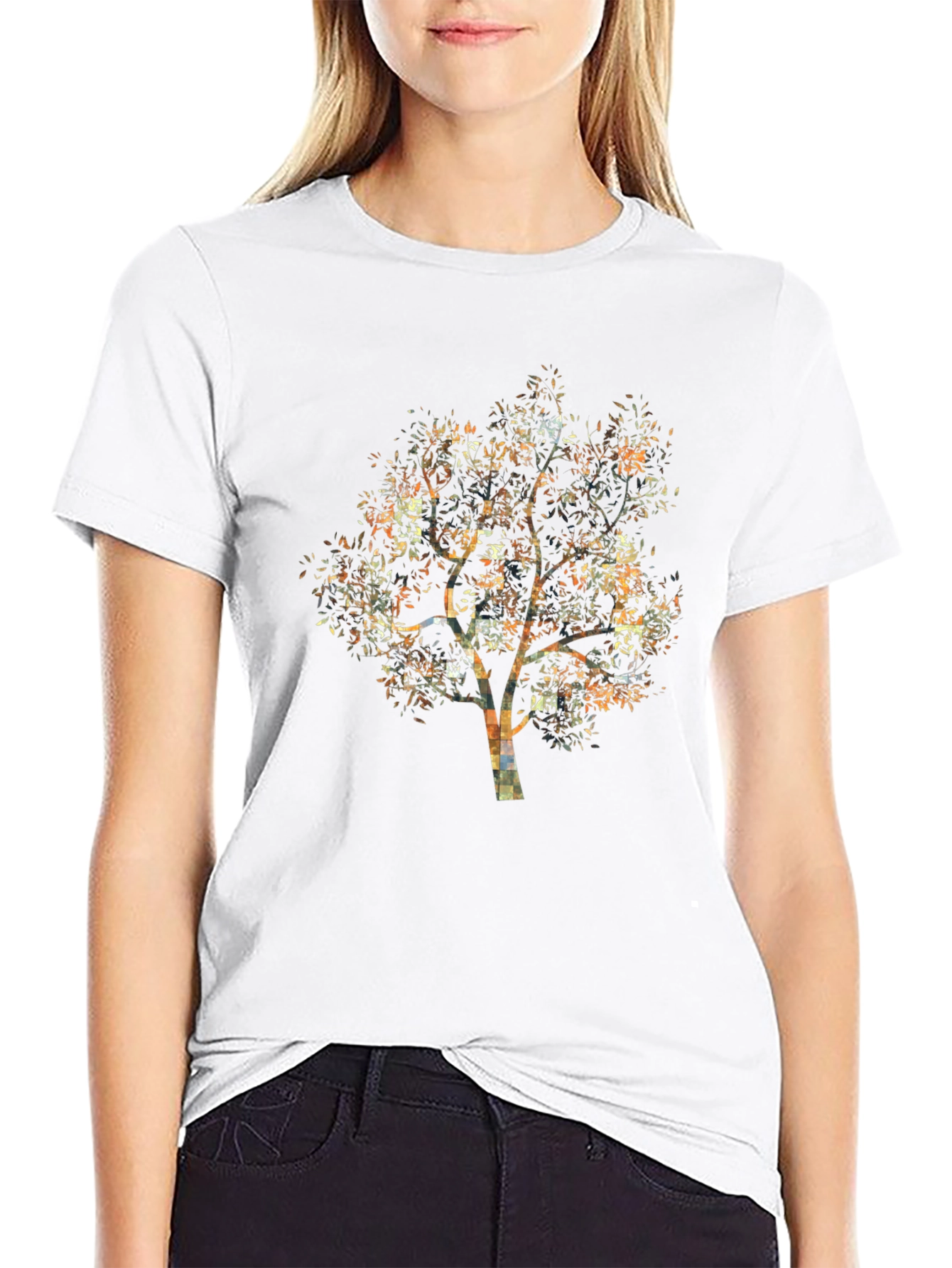 Abstract Tree Print Black T-Shirt
