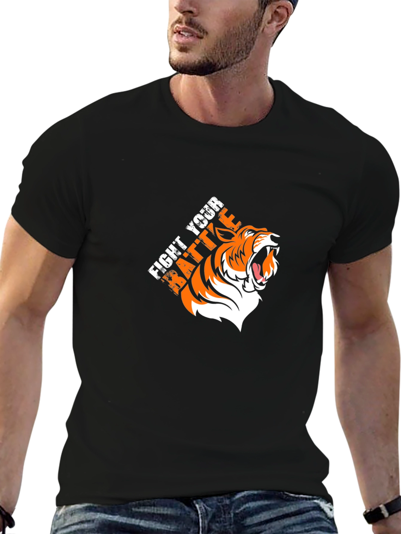 Fight Your Battle Tiger Graphic T-Shirt