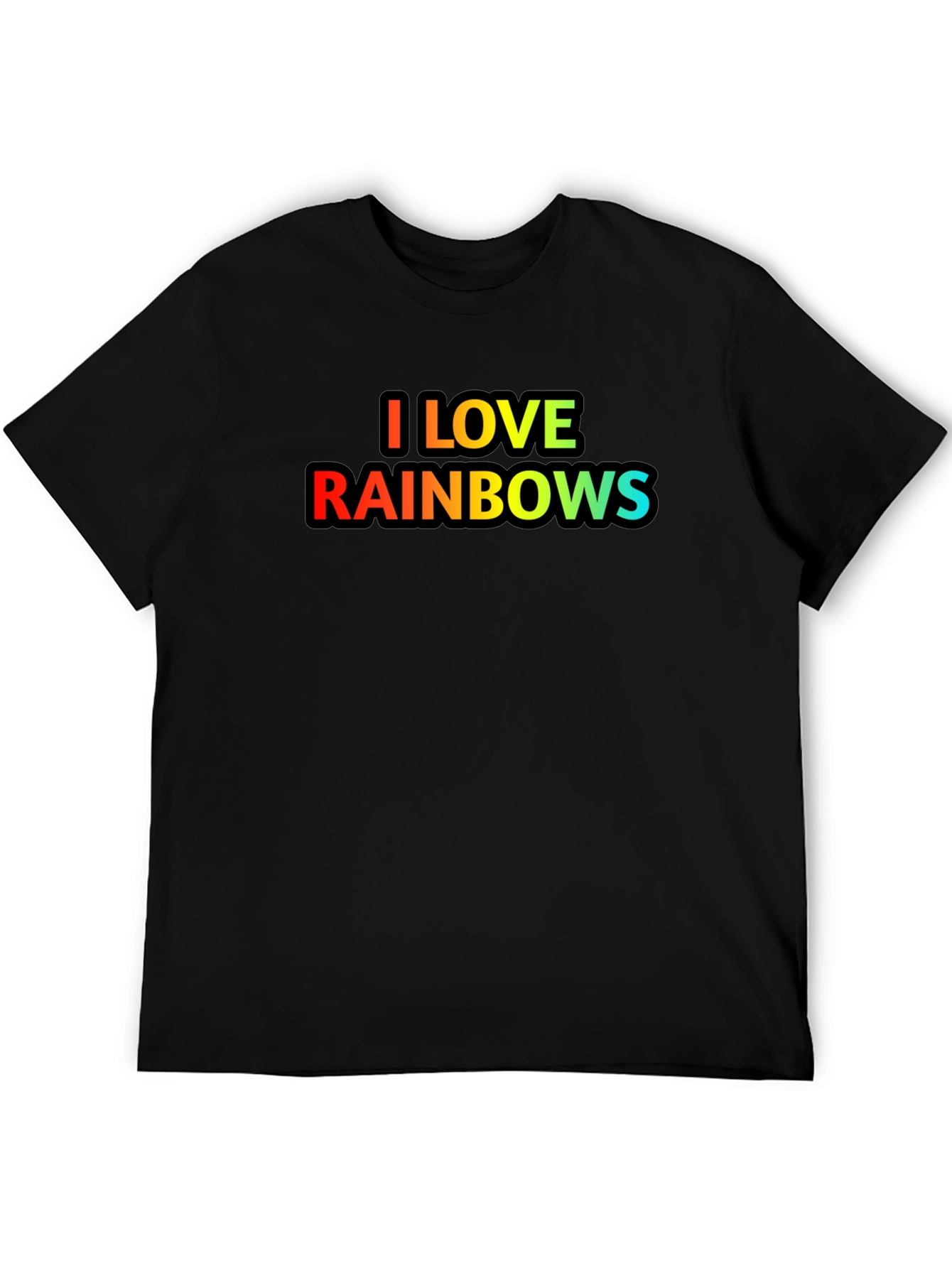 I Love Rainbows Graphic T-Shirt - Black Cotton Blend