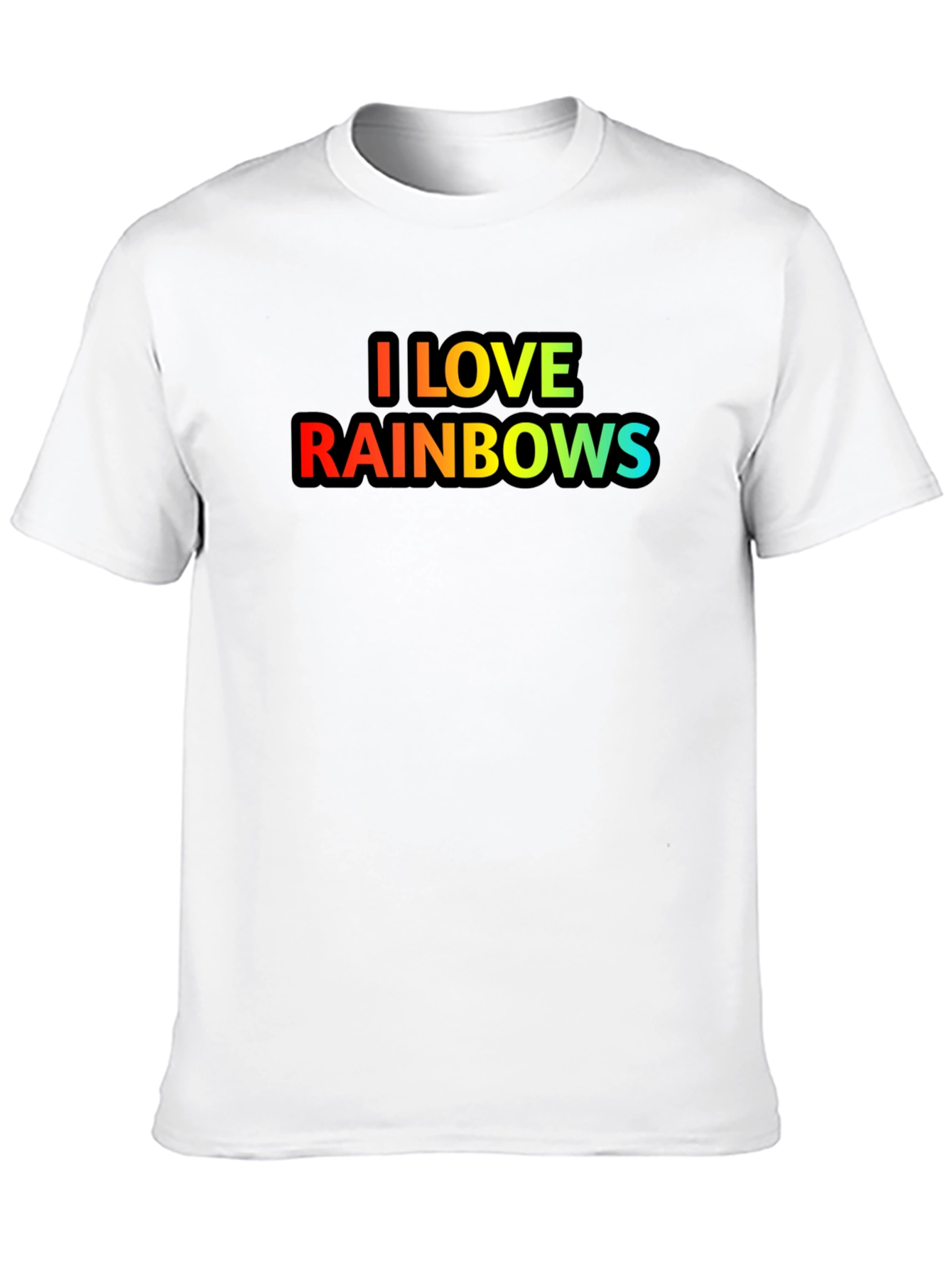 I Love Rainbows Graphic T-Shirt - Black Cotton Blend