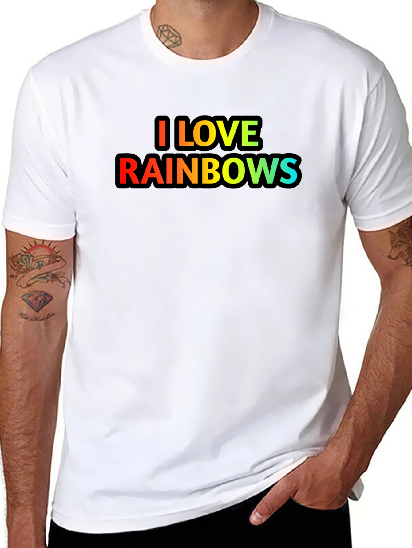 I Love Rainbows Graphic T-Shirt - Black Cotton Blend
