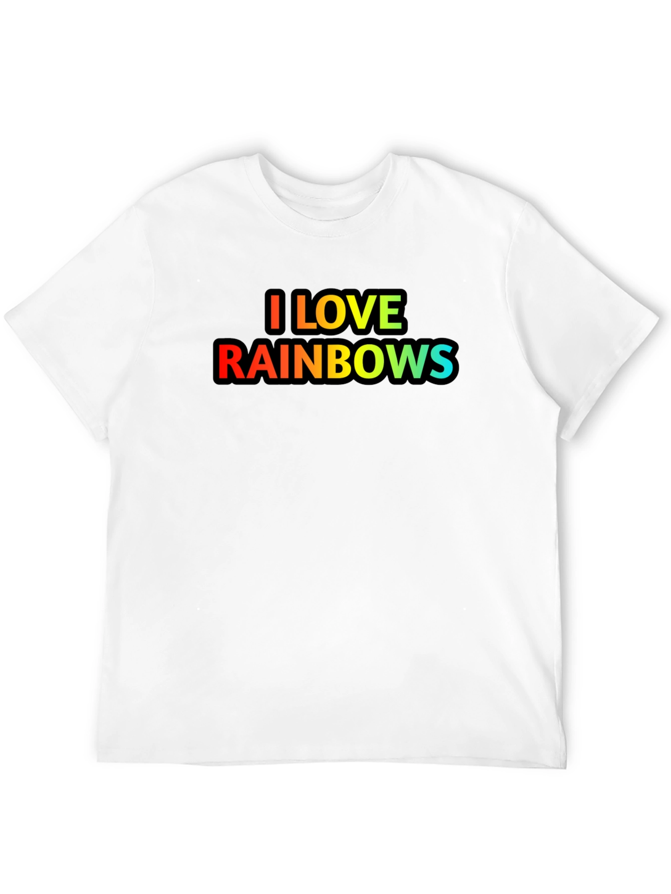 I Love Rainbows Graphic T-Shirt - Black Cotton Blend