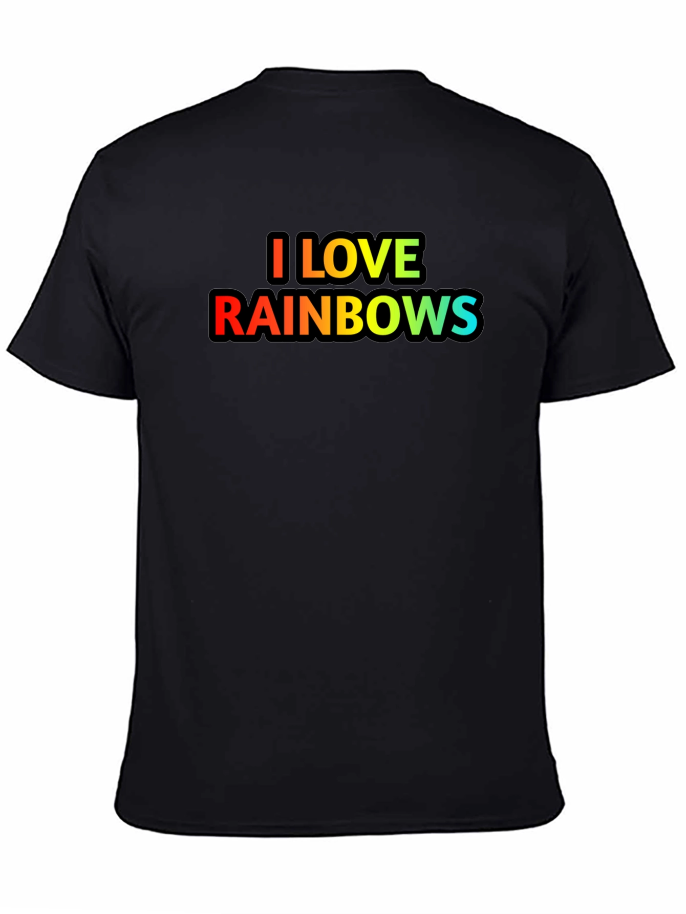 I Love Rainbows Graphic T-Shirt - Black Cotton Blend
