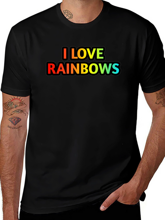 I Love Rainbows Graphic T-Shirt - Black Cotton Blend