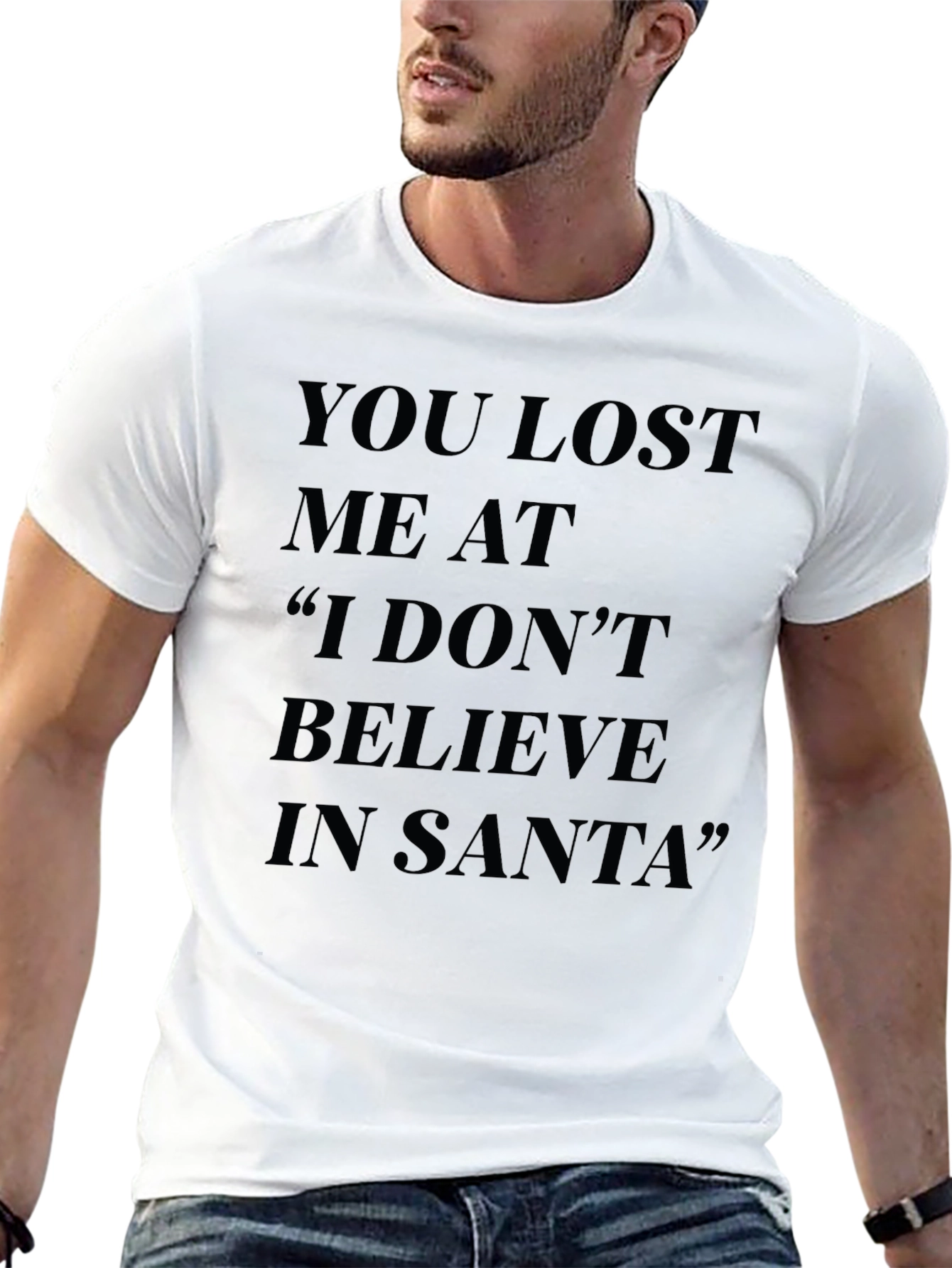 Funny You Lost Me at Santa Black T-Shirt