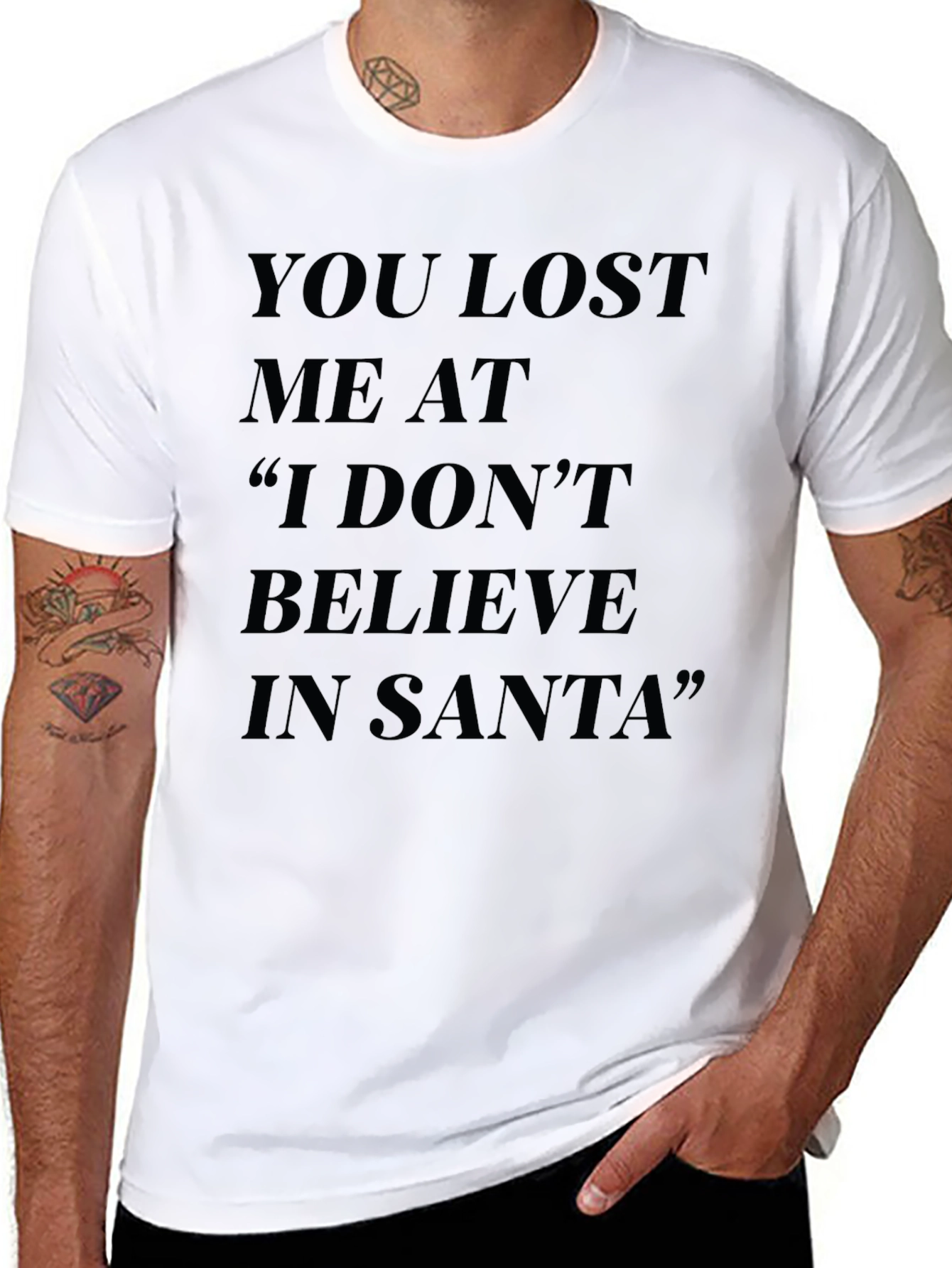 Funny You Lost Me at Santa Black T-Shirt