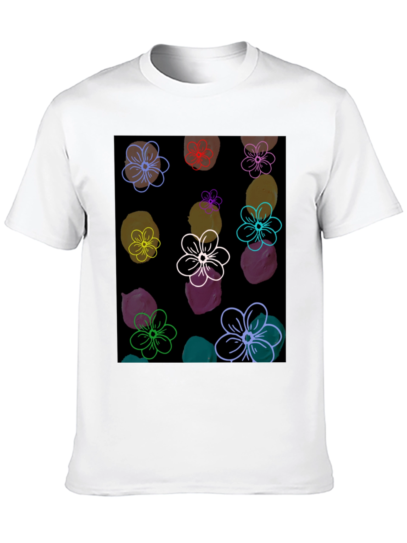 Floral Pattern Black T-Shirt