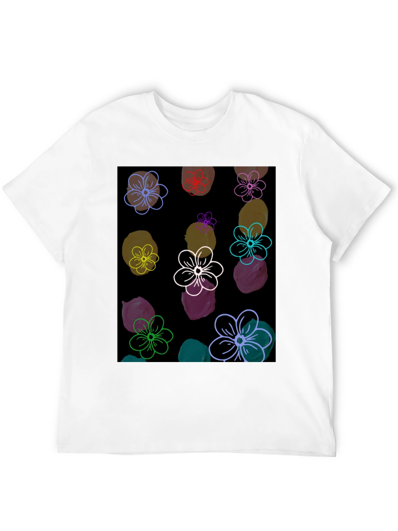 Floral Pattern Black T-Shirt