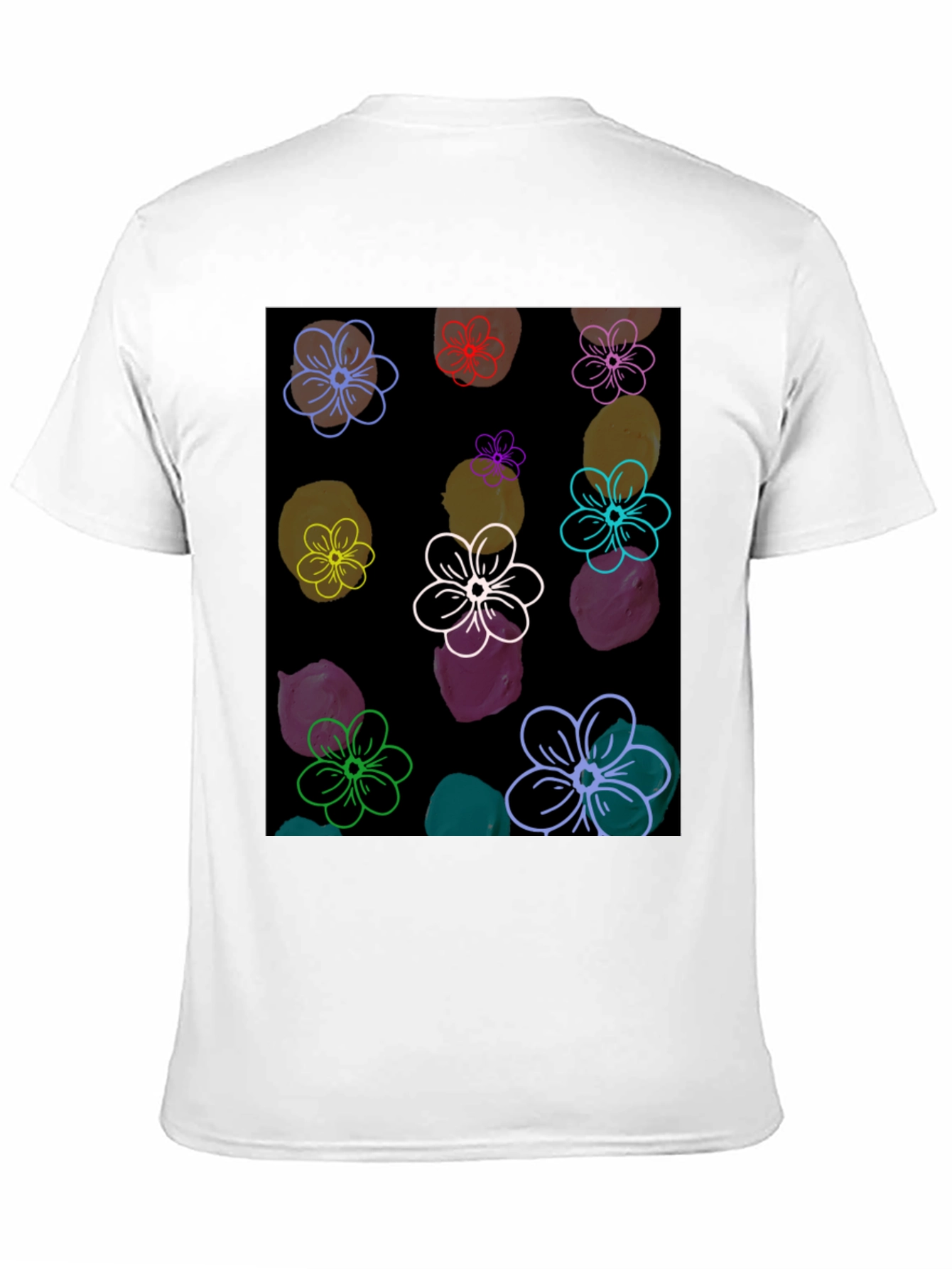 Floral Pattern Black T-Shirt