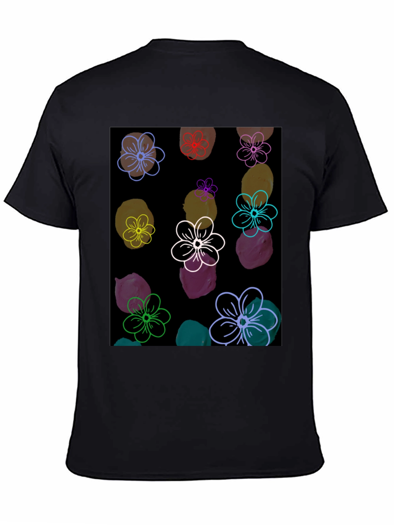 Floral Pattern Black T-Shirt
